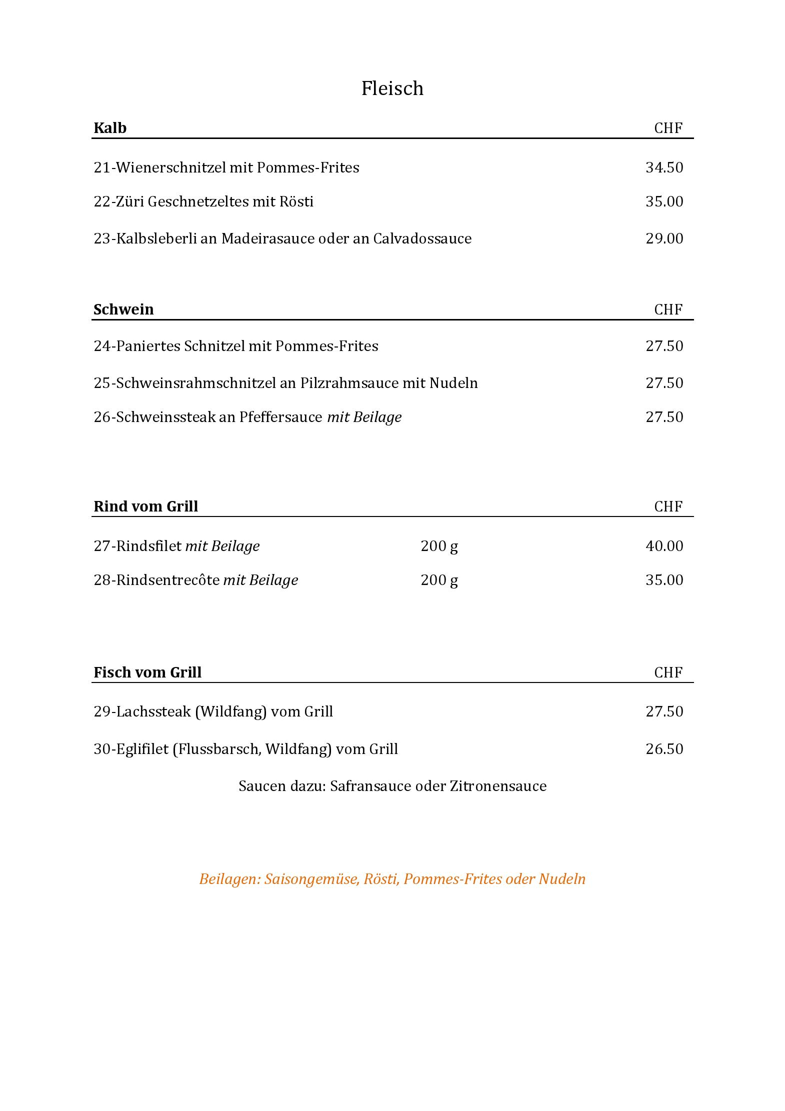 Speisekarte Restaurant Amtshaus in Liestal, Seite 4