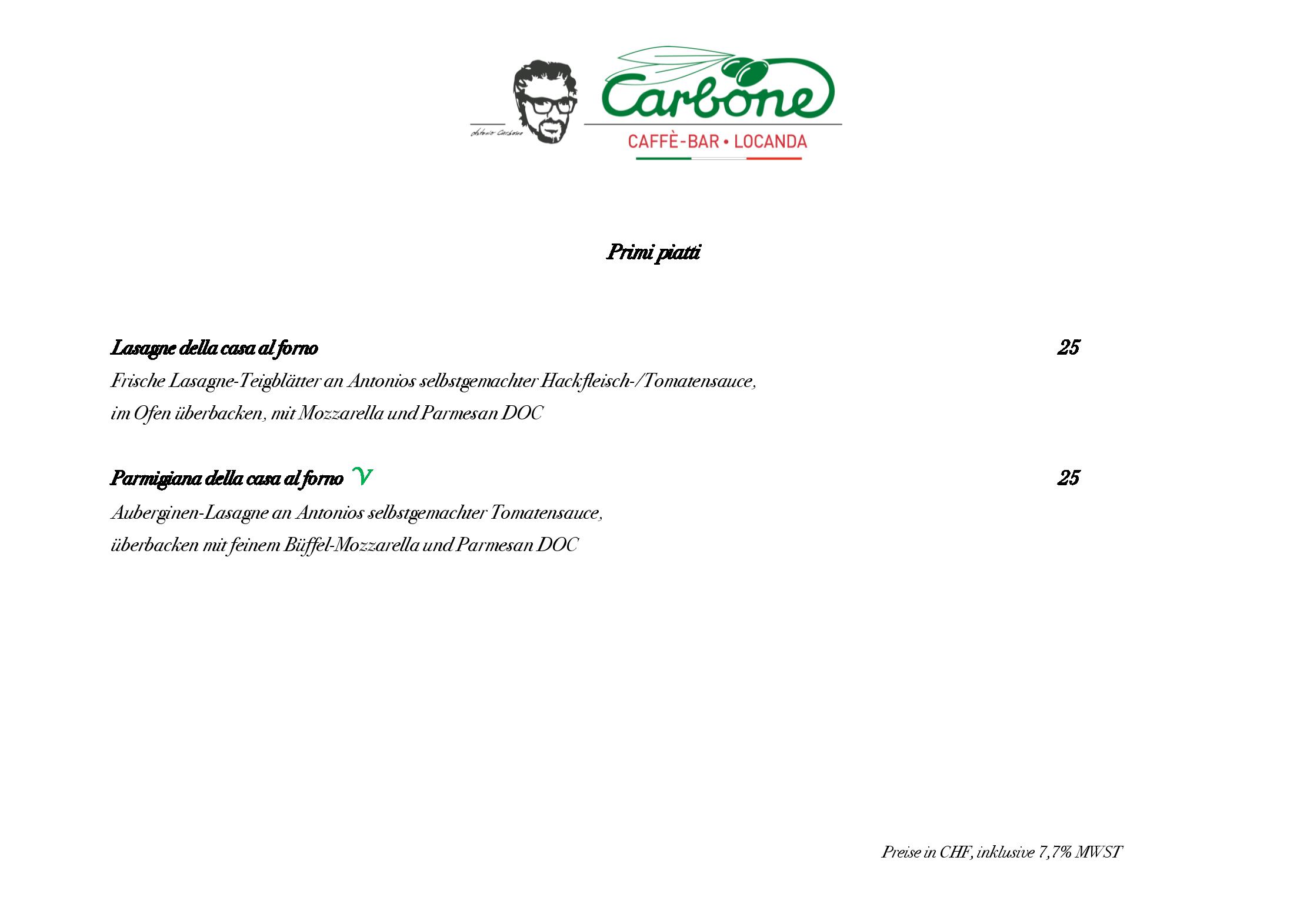Speisekarte Carbone Caffè-Bar e Locanda in Oberwil, Seite 4