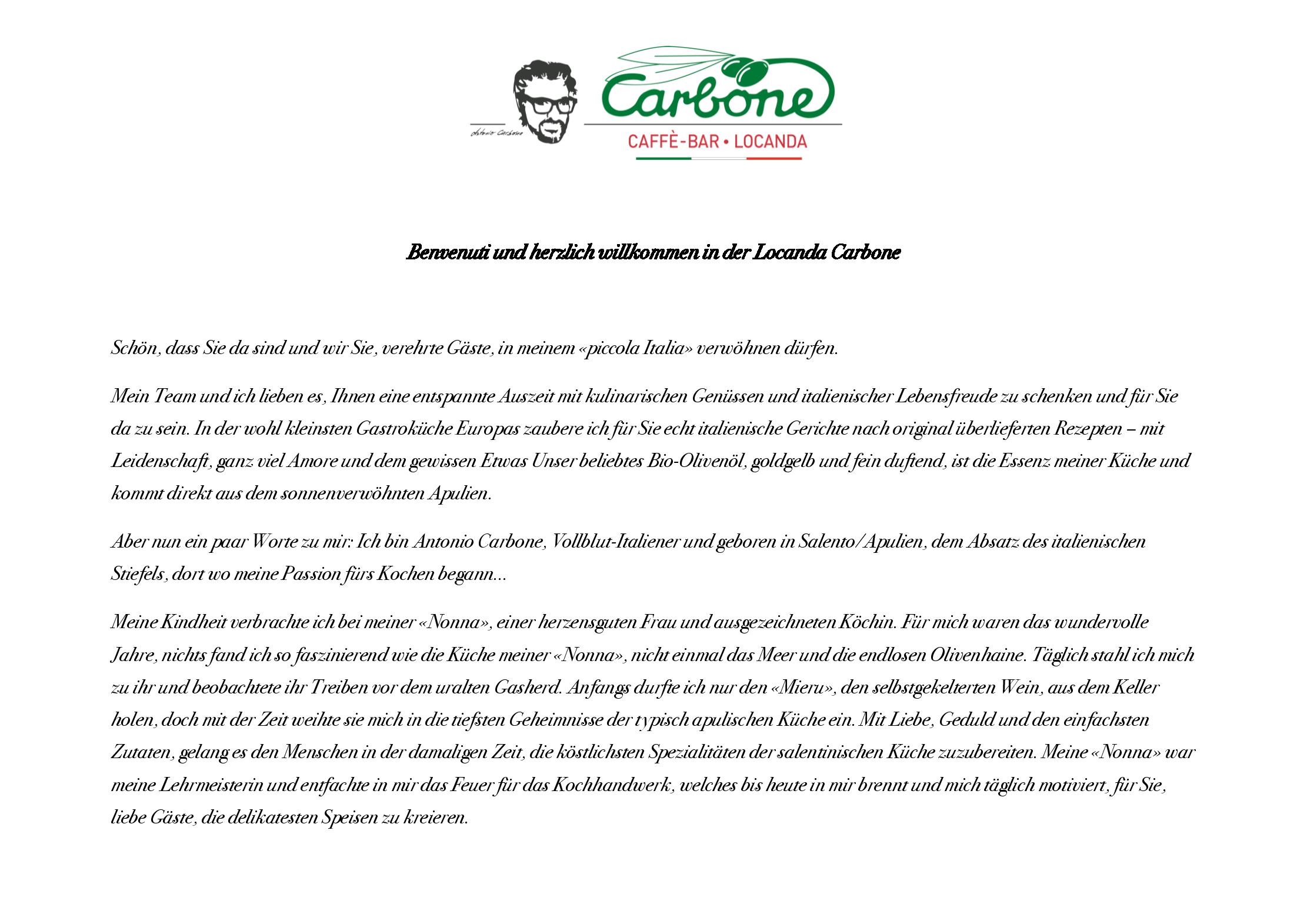 Speisekarte Carbone Caffè-Bar e Locanda in Oberwil, Seite 9