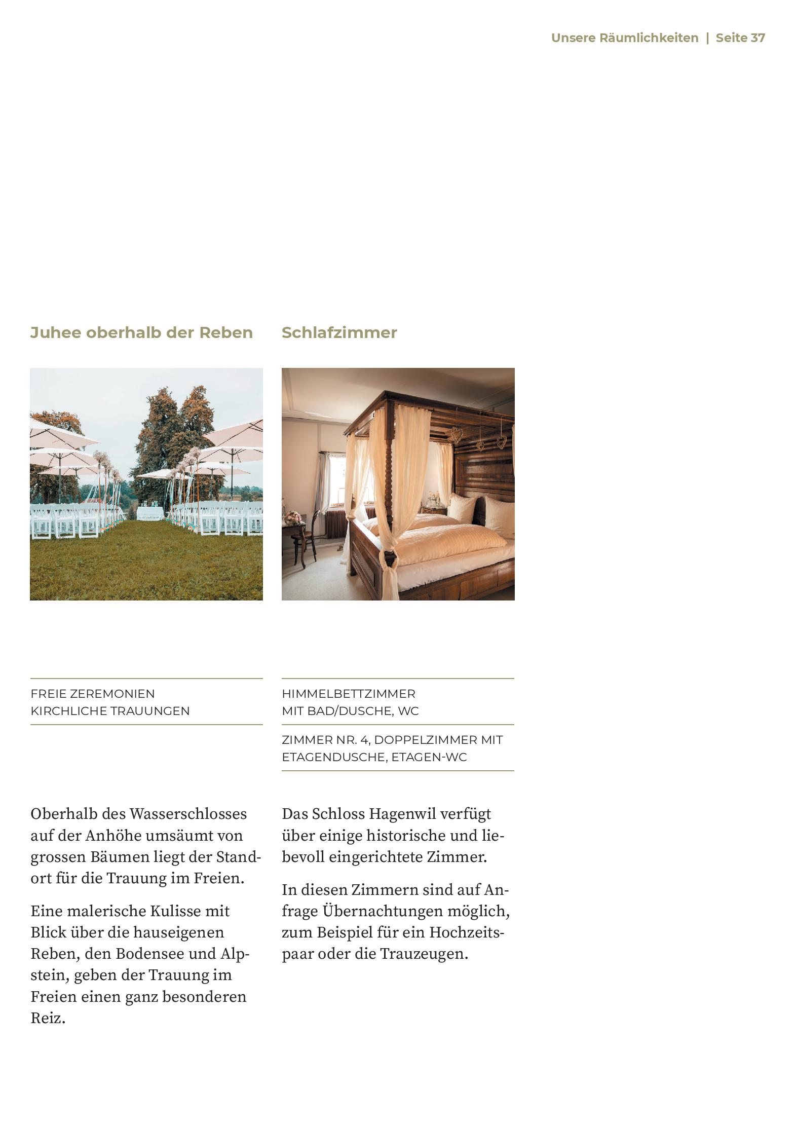 Speisekarte Wasserschloss Hagenwil in Hagenwil bei Amriswil, Seite 36