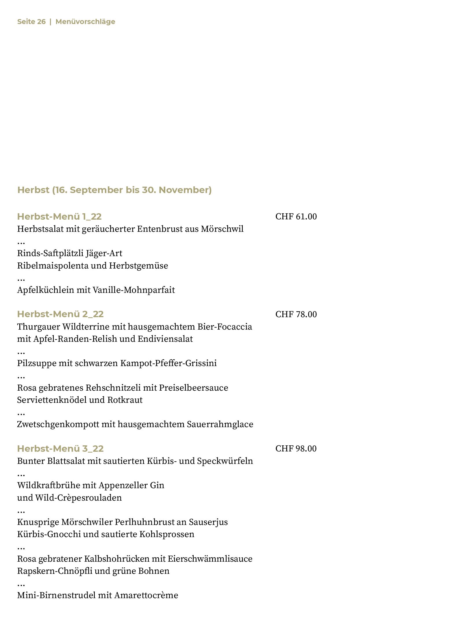 Speisekarte Wasserschloss Hagenwil Restaurant in Amriswil, Seite 5