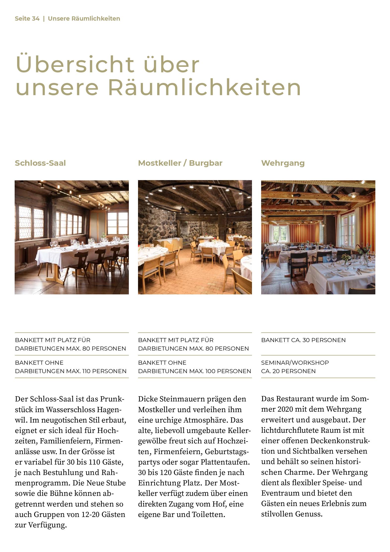 Speisekarte Wasserschloss Hagenwil Restaurant in Amriswil, Seite 34