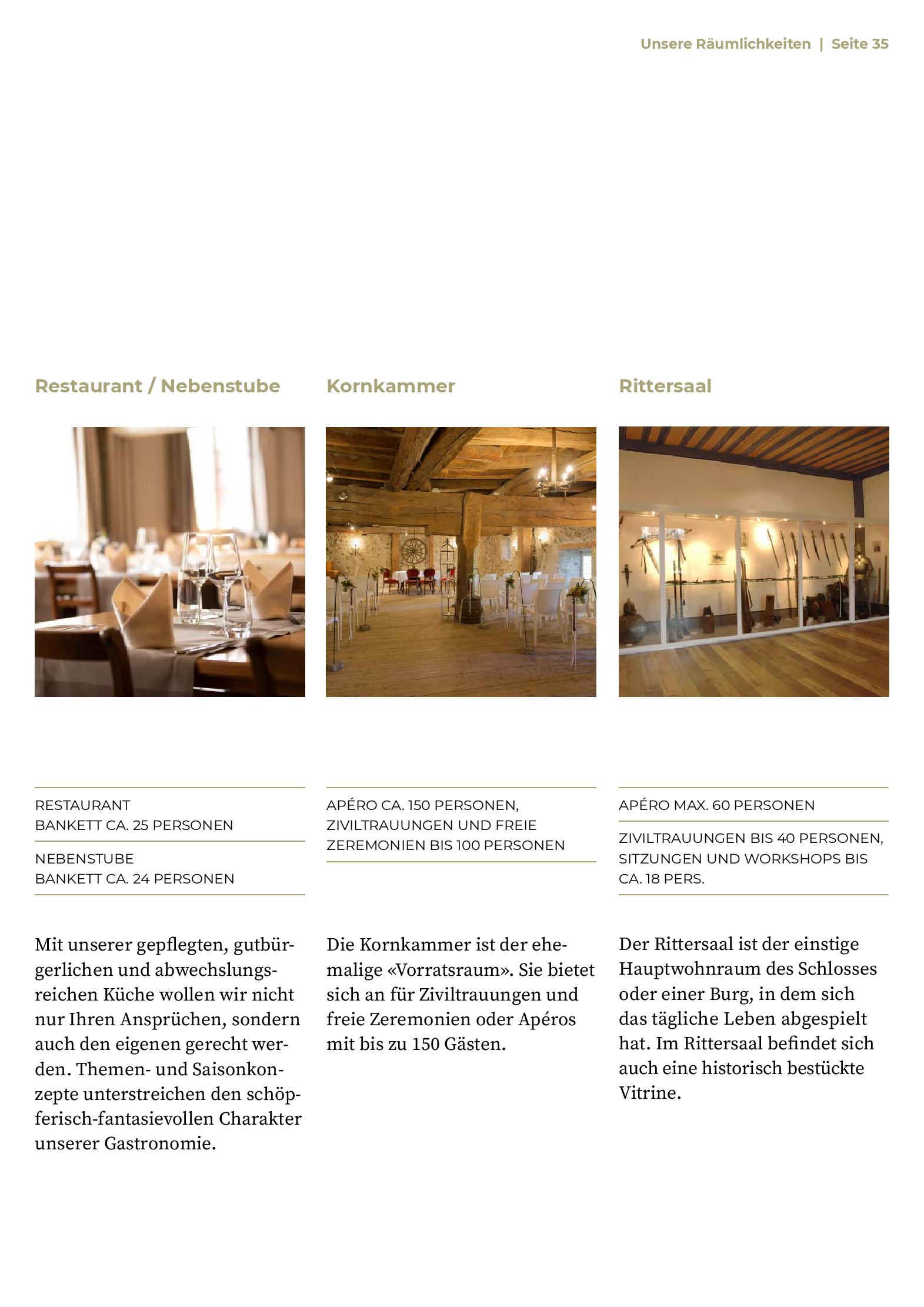 Speisekarte Wasserschloss Hagenwil Restaurant in Amriswil, Seite 35