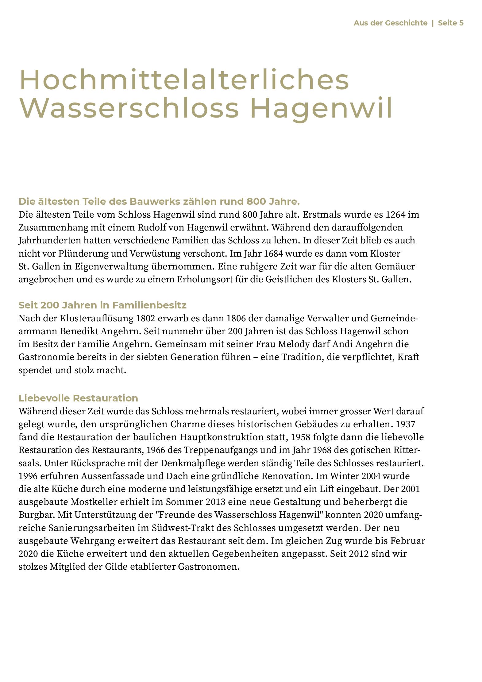 Speisekarte Wasserschloss Hagenwil Restaurant in Amriswil, Seite 14