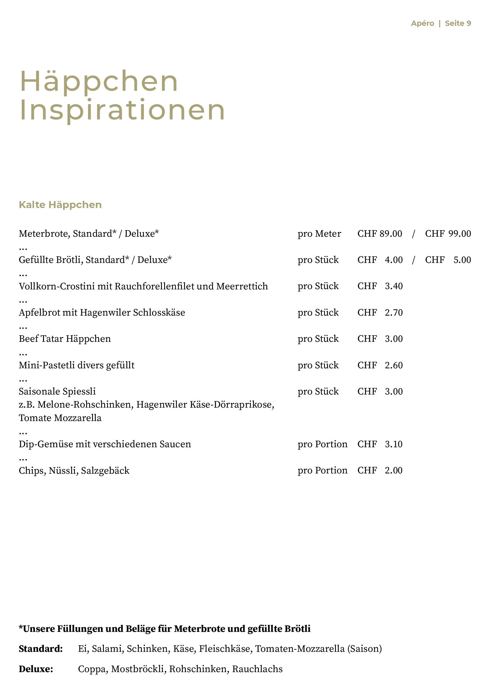Speisekarte Wasserschloss Hagenwil Restaurant in Amriswil, Seite 10