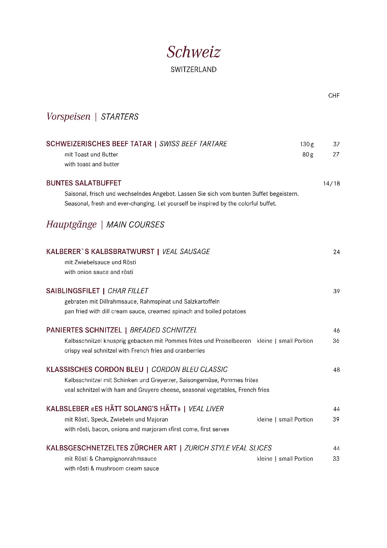 Speisekarte gladys in Bad Ragaz, Seite 38