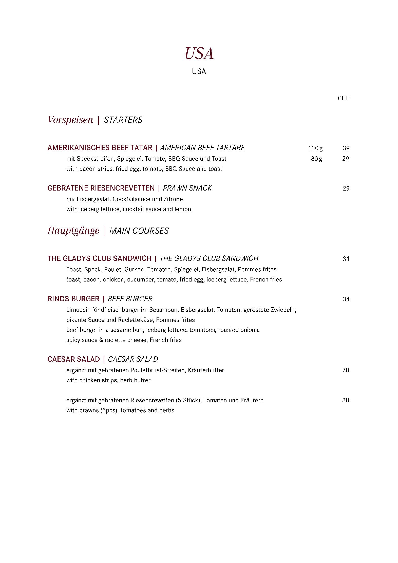 Speisekarte gladys in Bad Ragaz, Seite 36