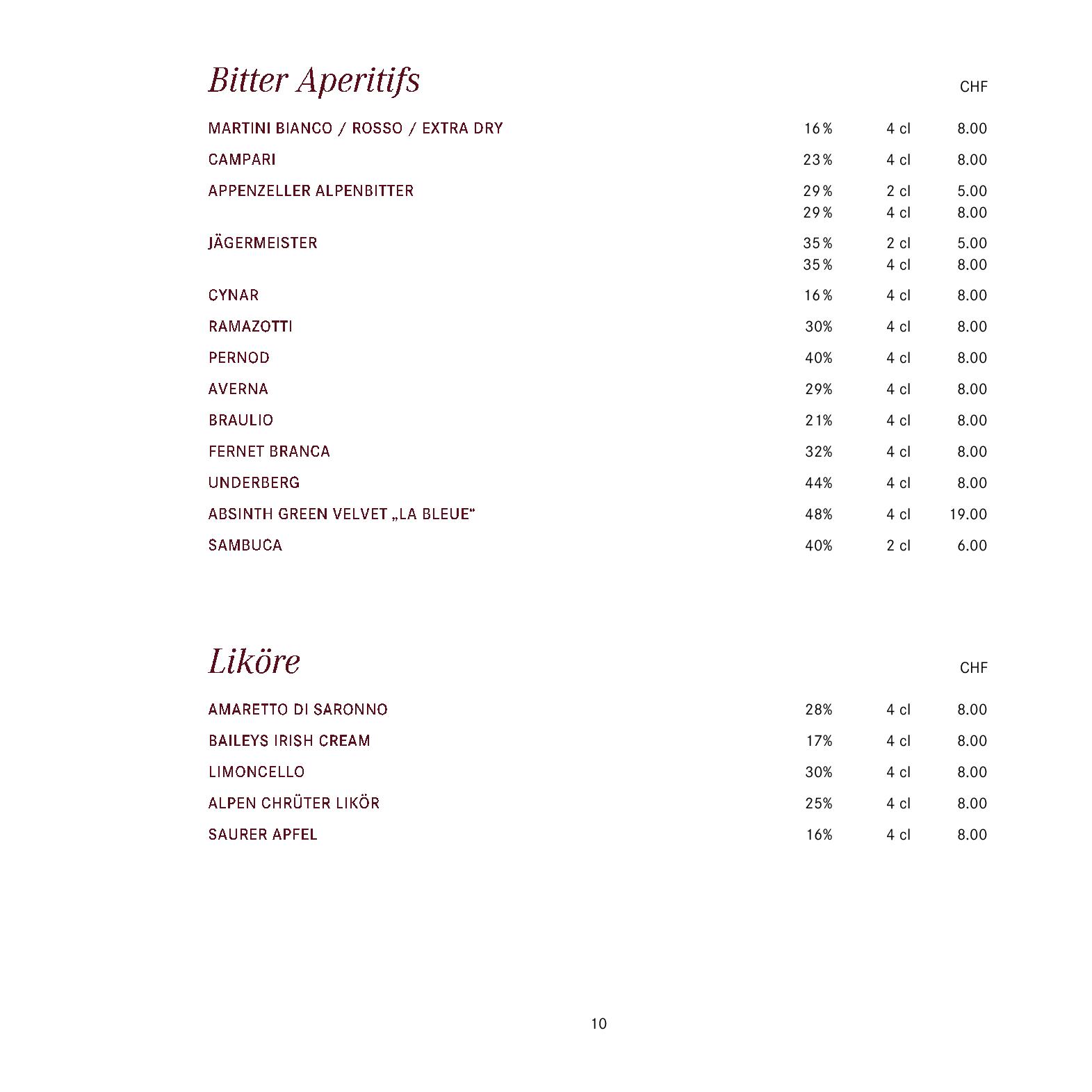 Speisekarte gladys in Bad Ragaz, Seite 3