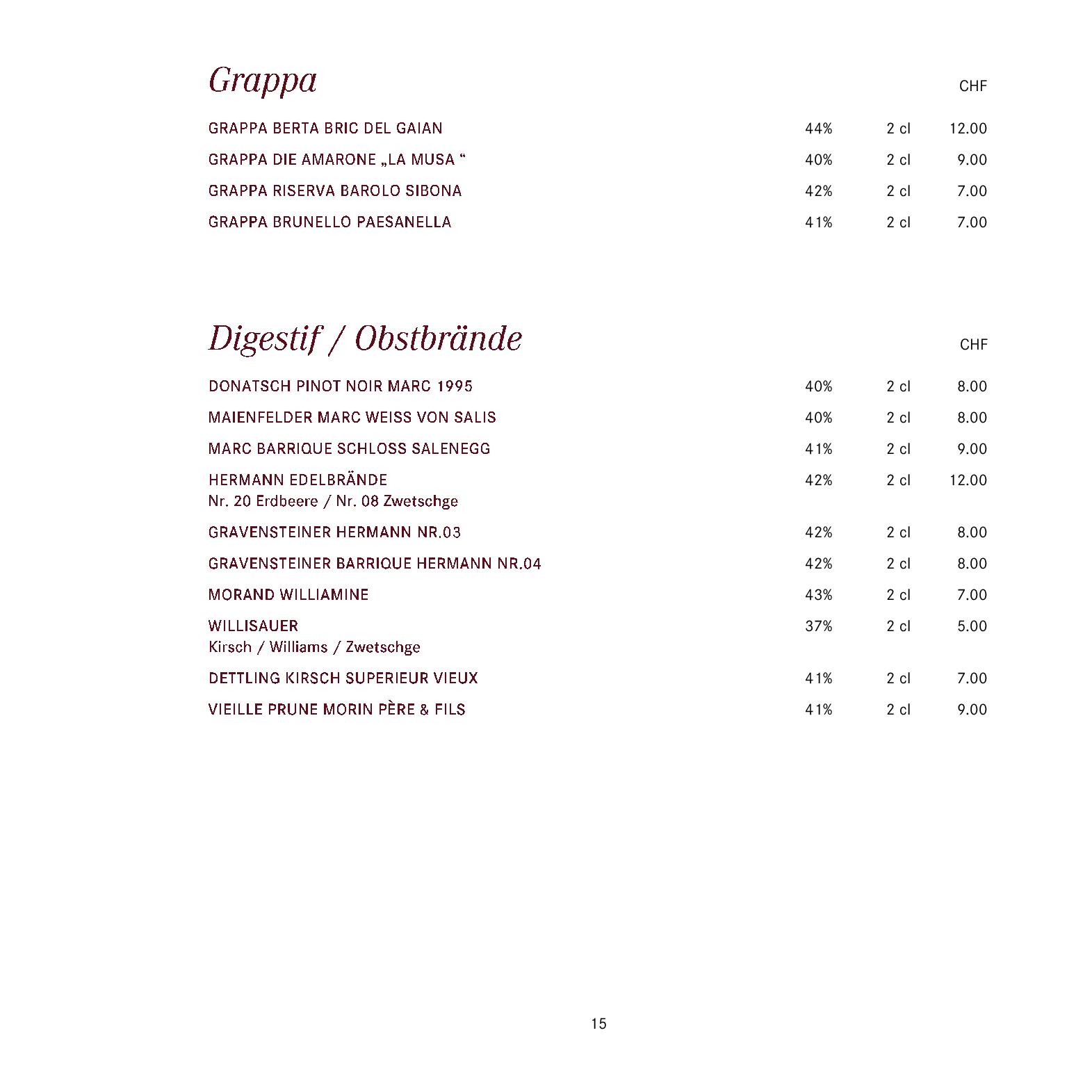 Speisekarte gladys in Bad Ragaz, Seite 9