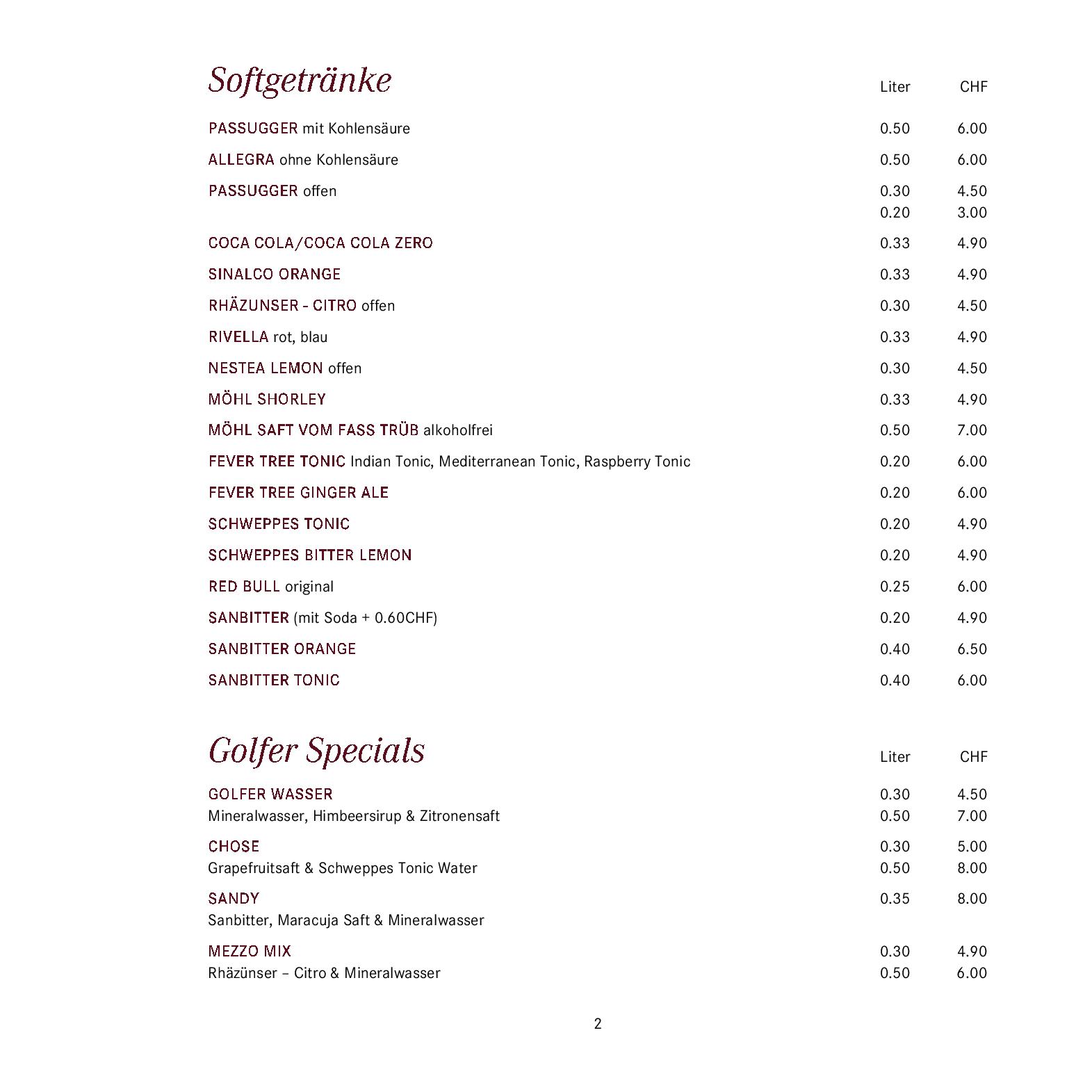 Speisekarte gladys in Bad Ragaz, Seite 16