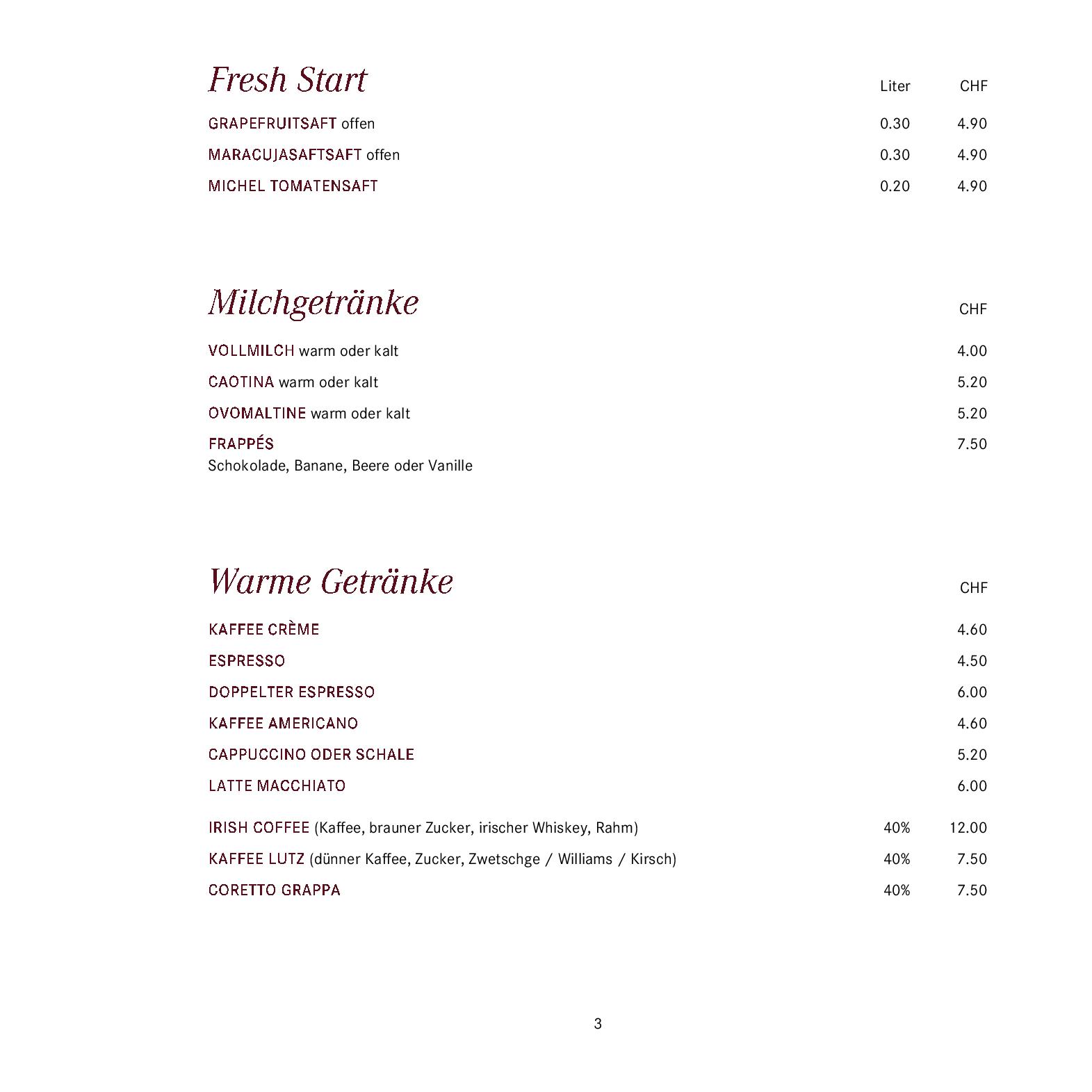 Speisekarte gladys in Bad Ragaz, Seite 17