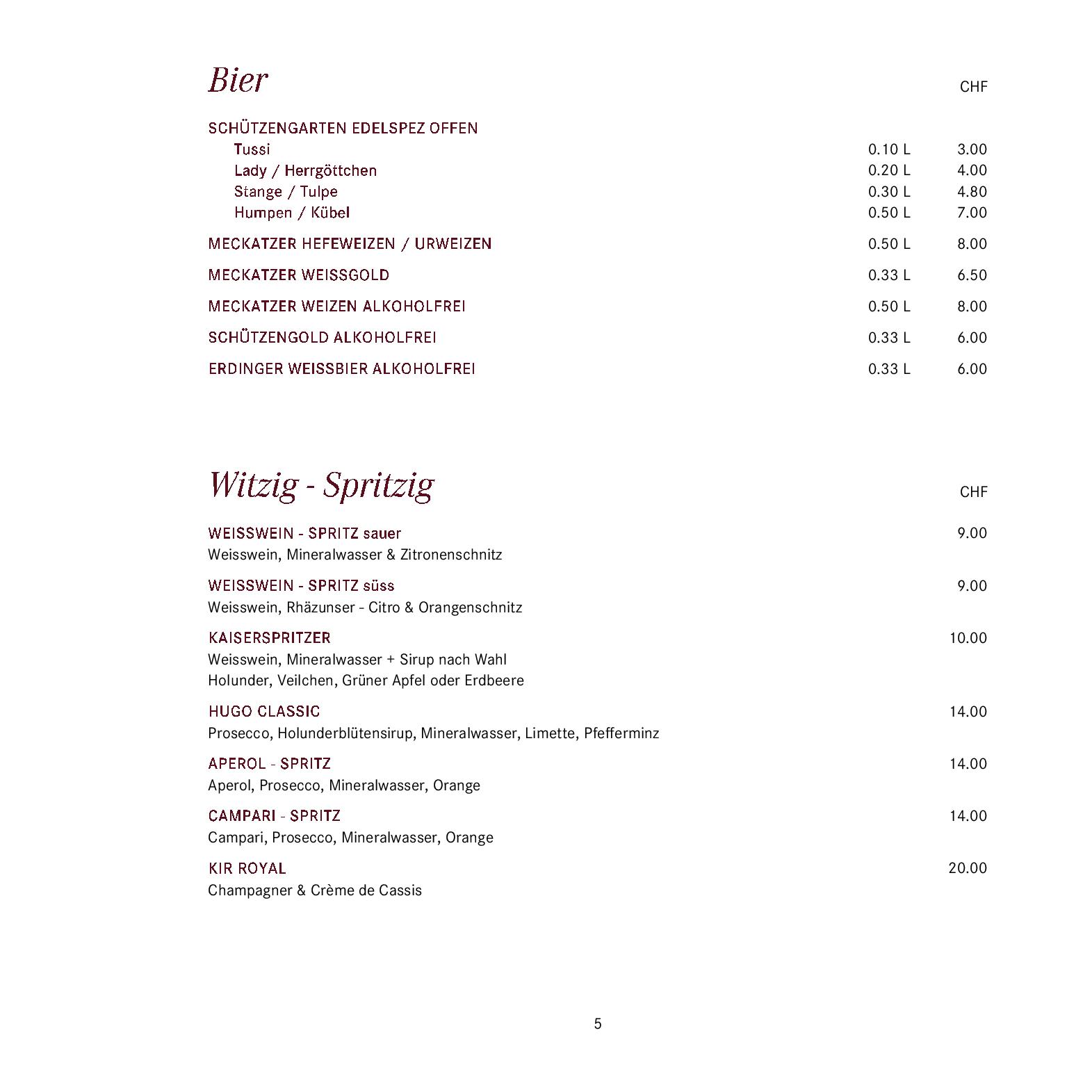 Speisekarte gladys in Bad Ragaz, Seite 11