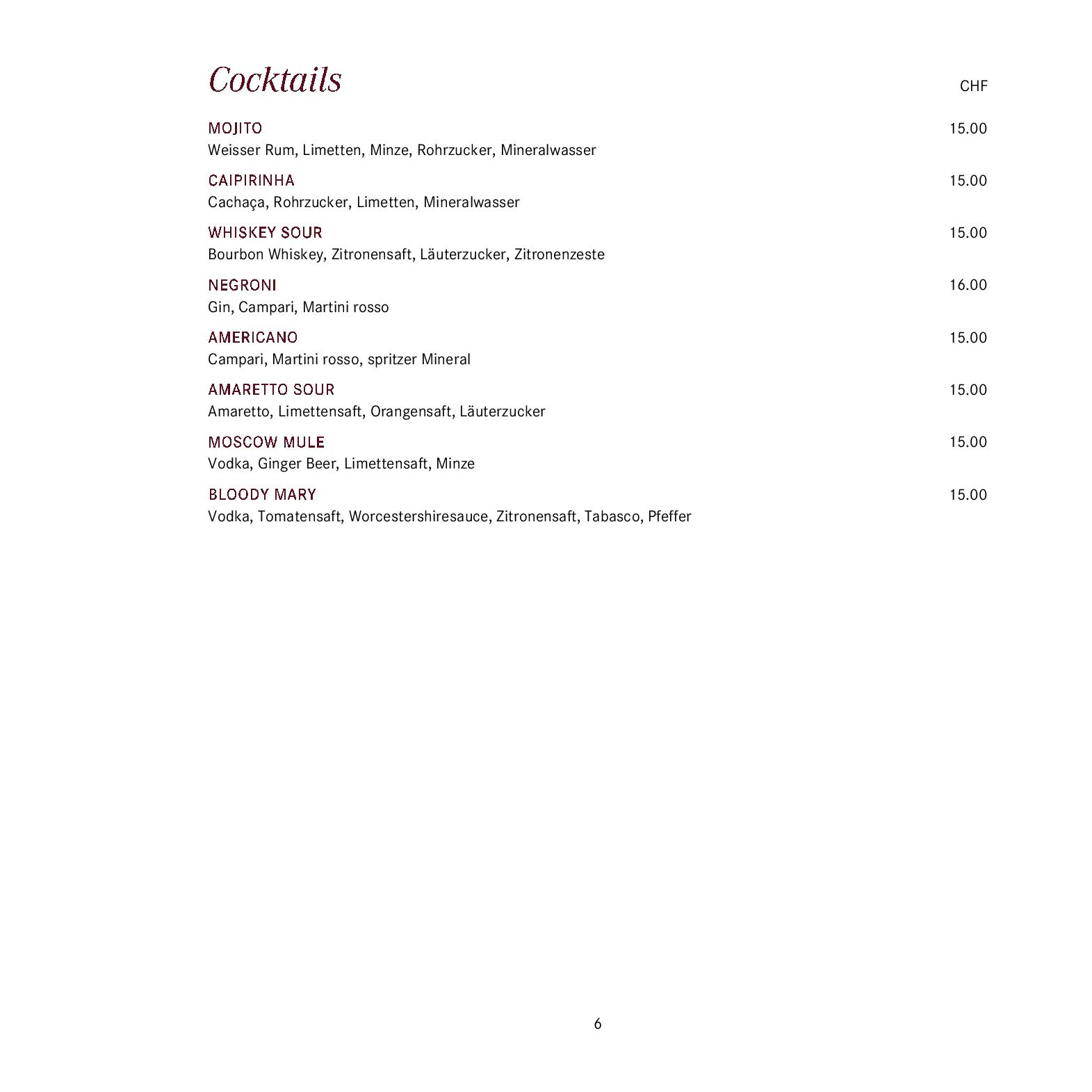 Speisekarte gladys in Bad Ragaz, Seite 8