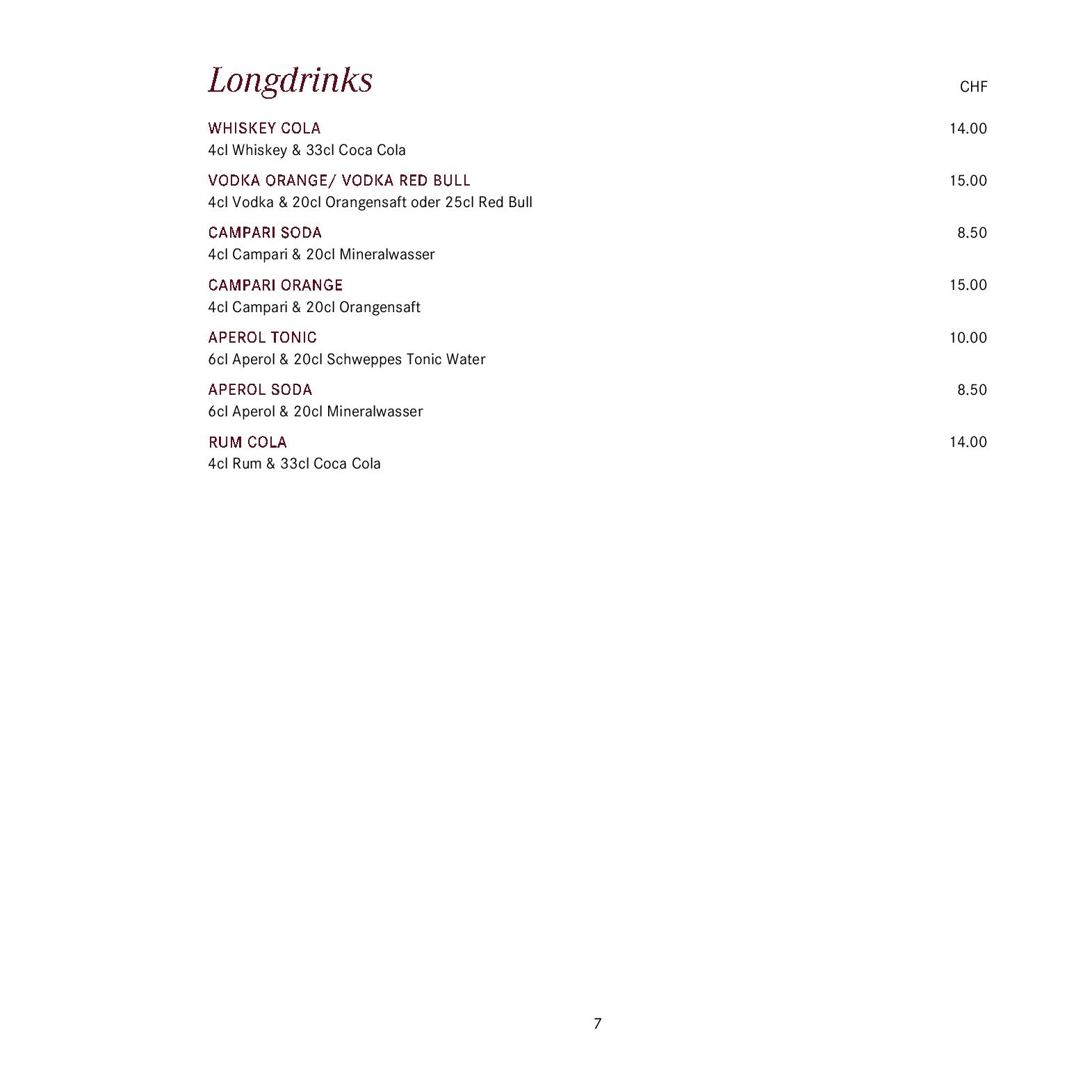 Speisekarte gladys in Bad Ragaz, Seite 7