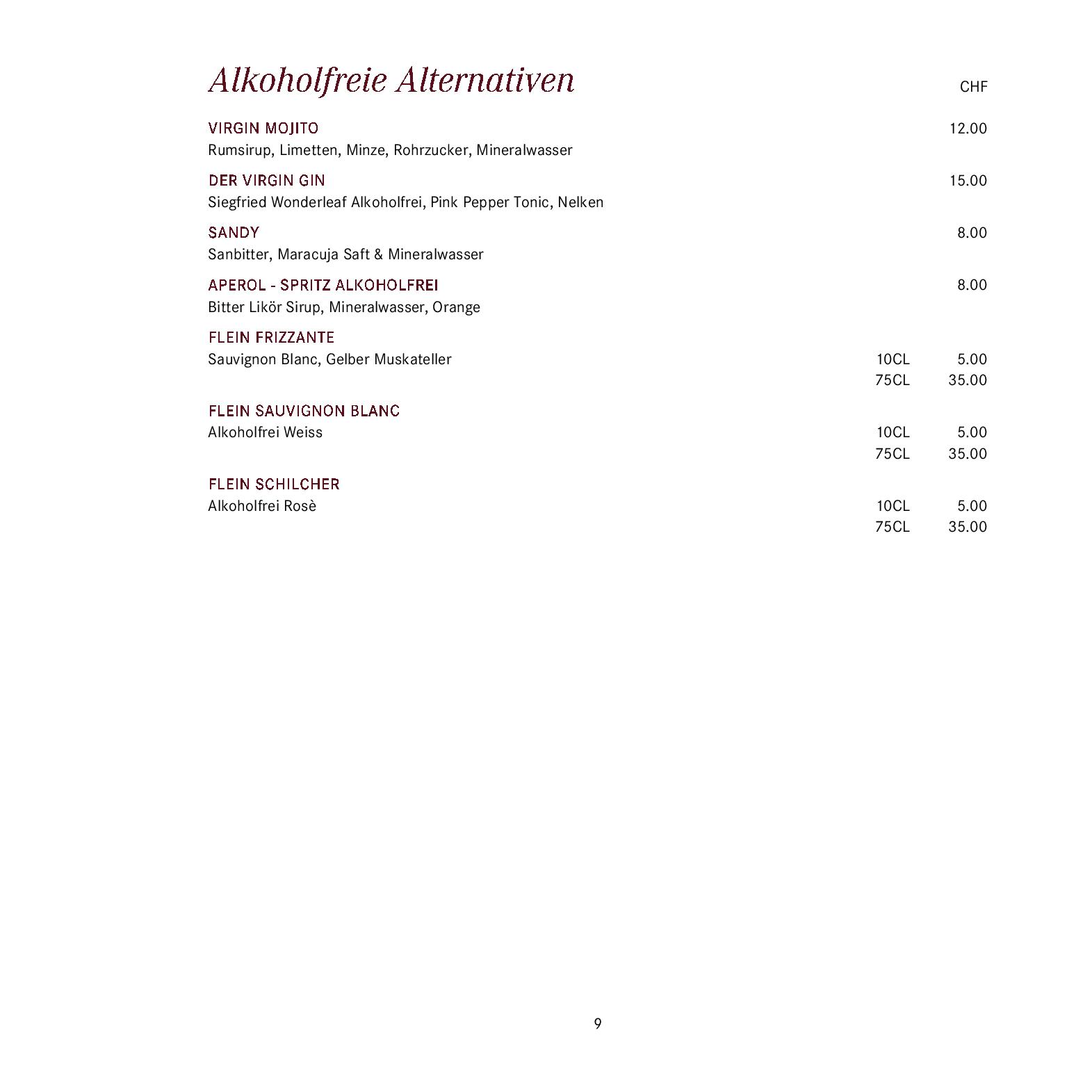 Speisekarte gladys in Bad Ragaz, Seite 4