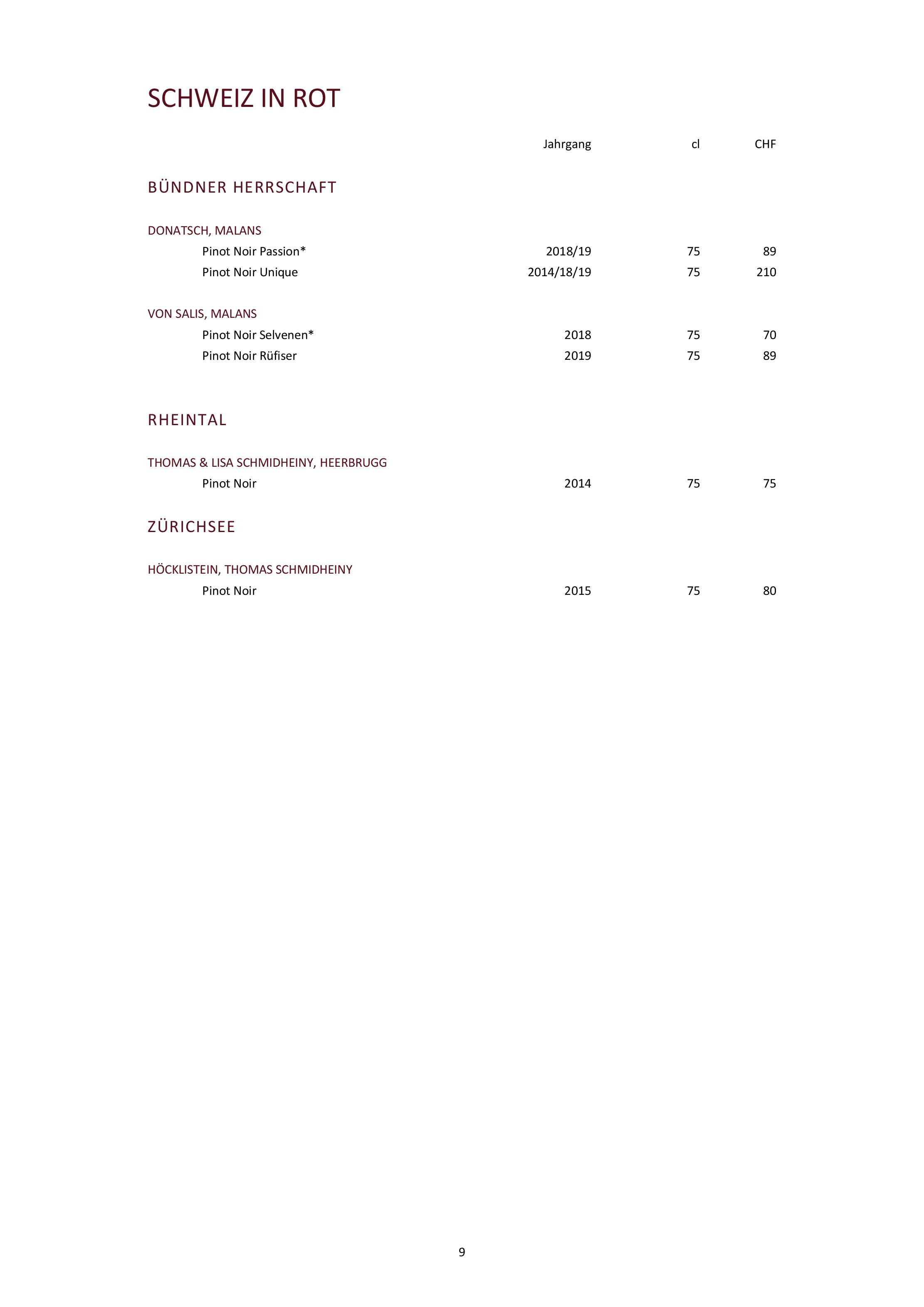 Speisekarte gladys in Bad Ragaz, Seite 30