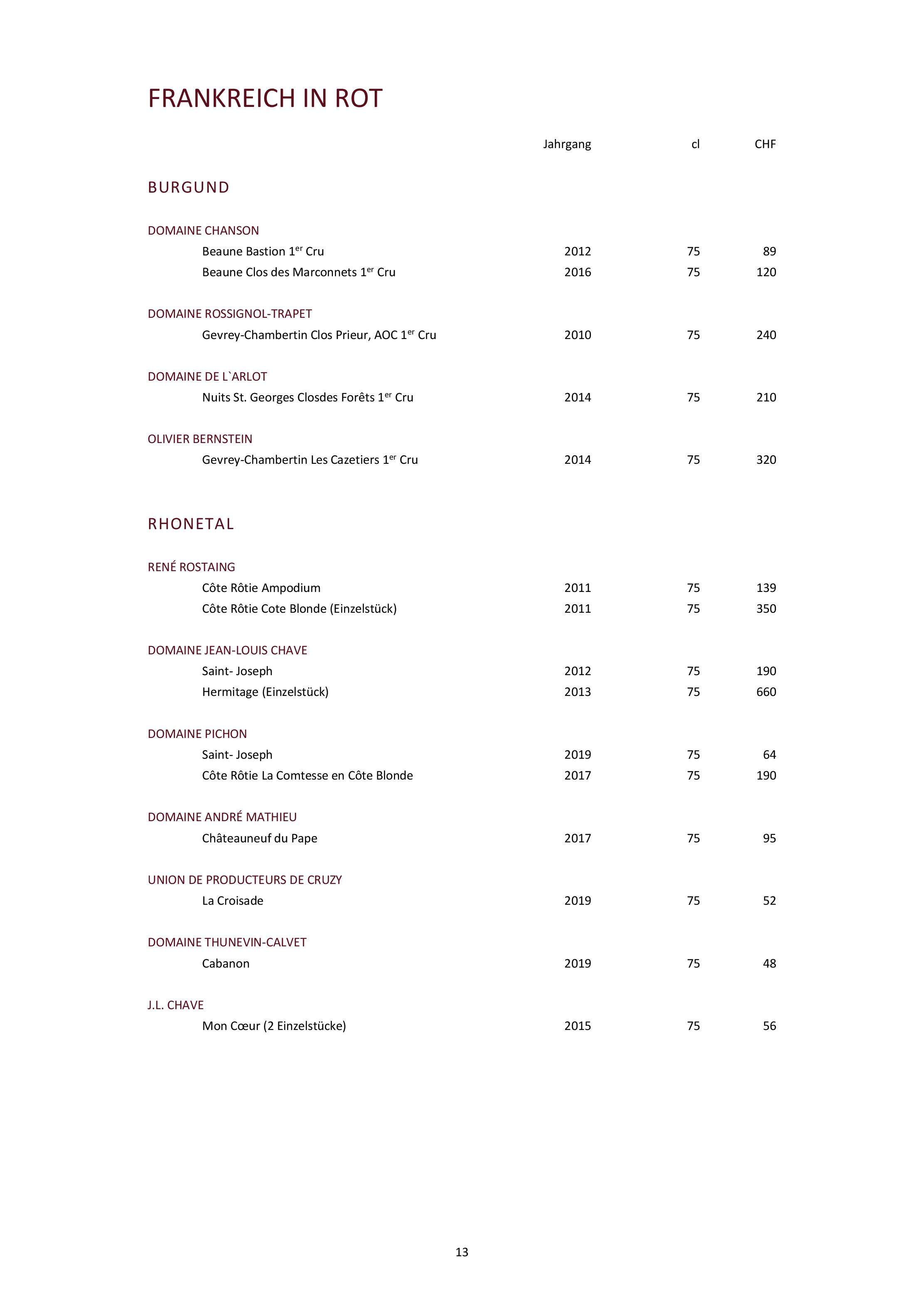 Speisekarte gladys in Bad Ragaz, Seite 31