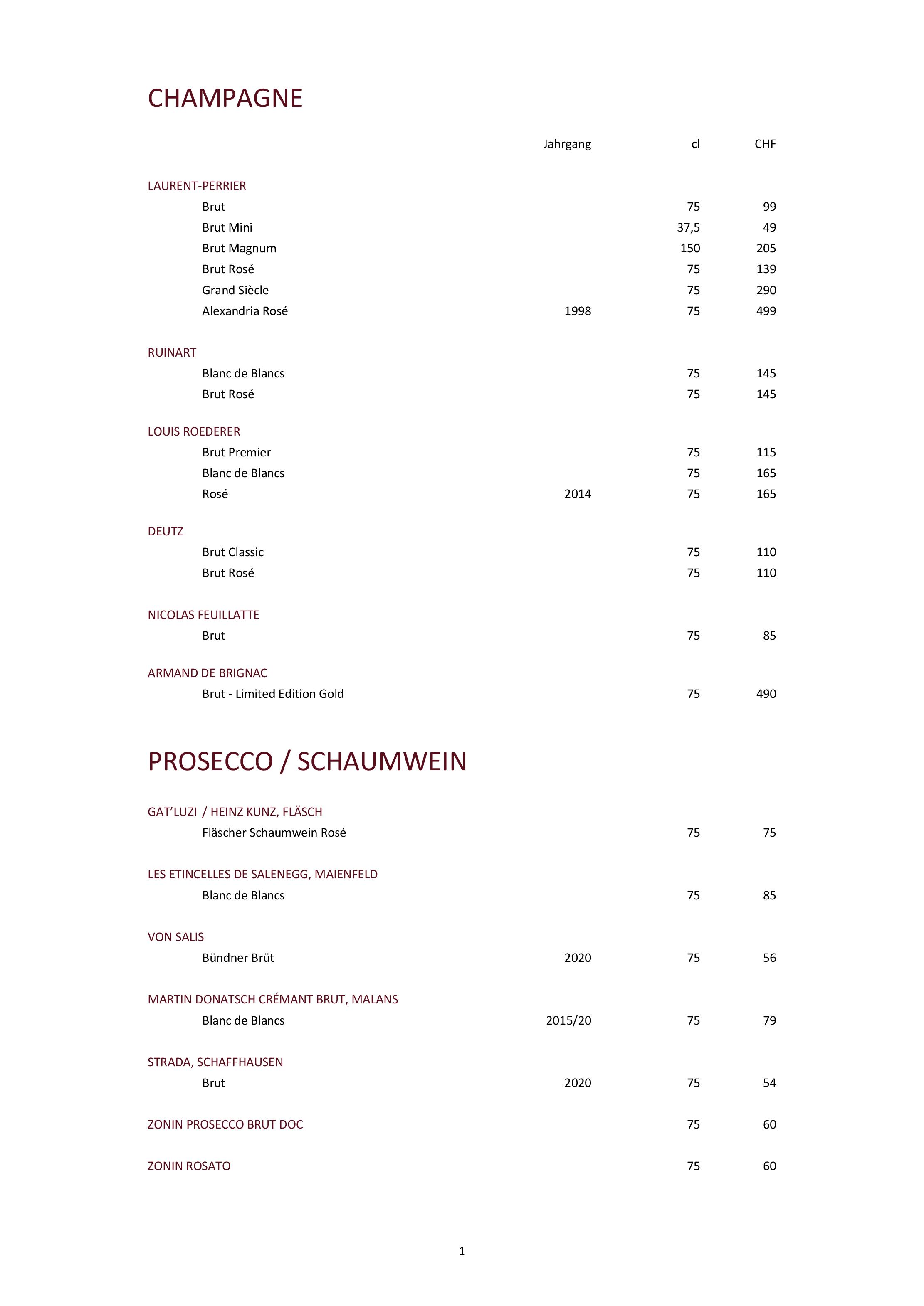 Speisekarte gladys in Bad Ragaz, Seite 22