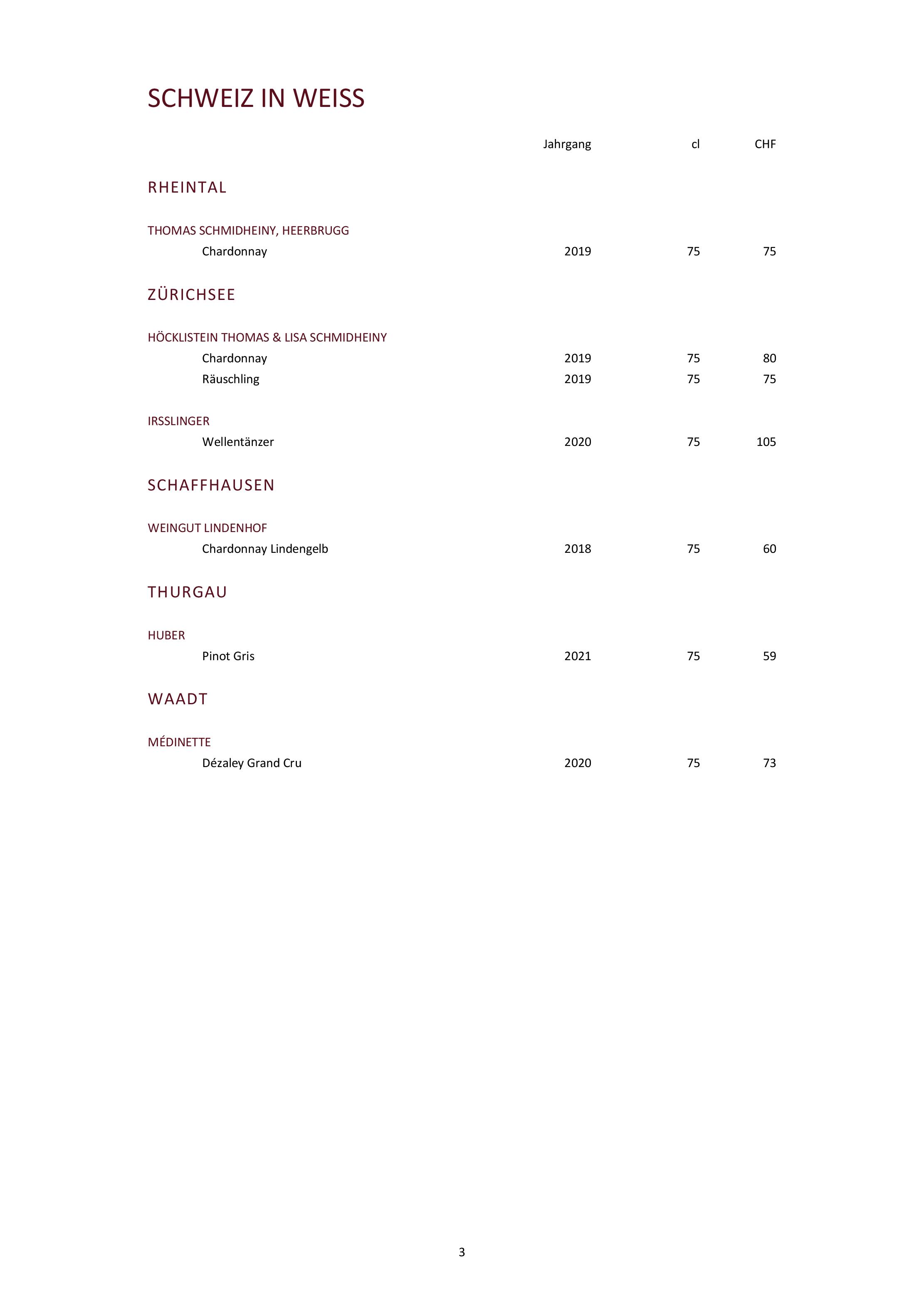 Speisekarte gladys in Bad Ragaz, Seite 20