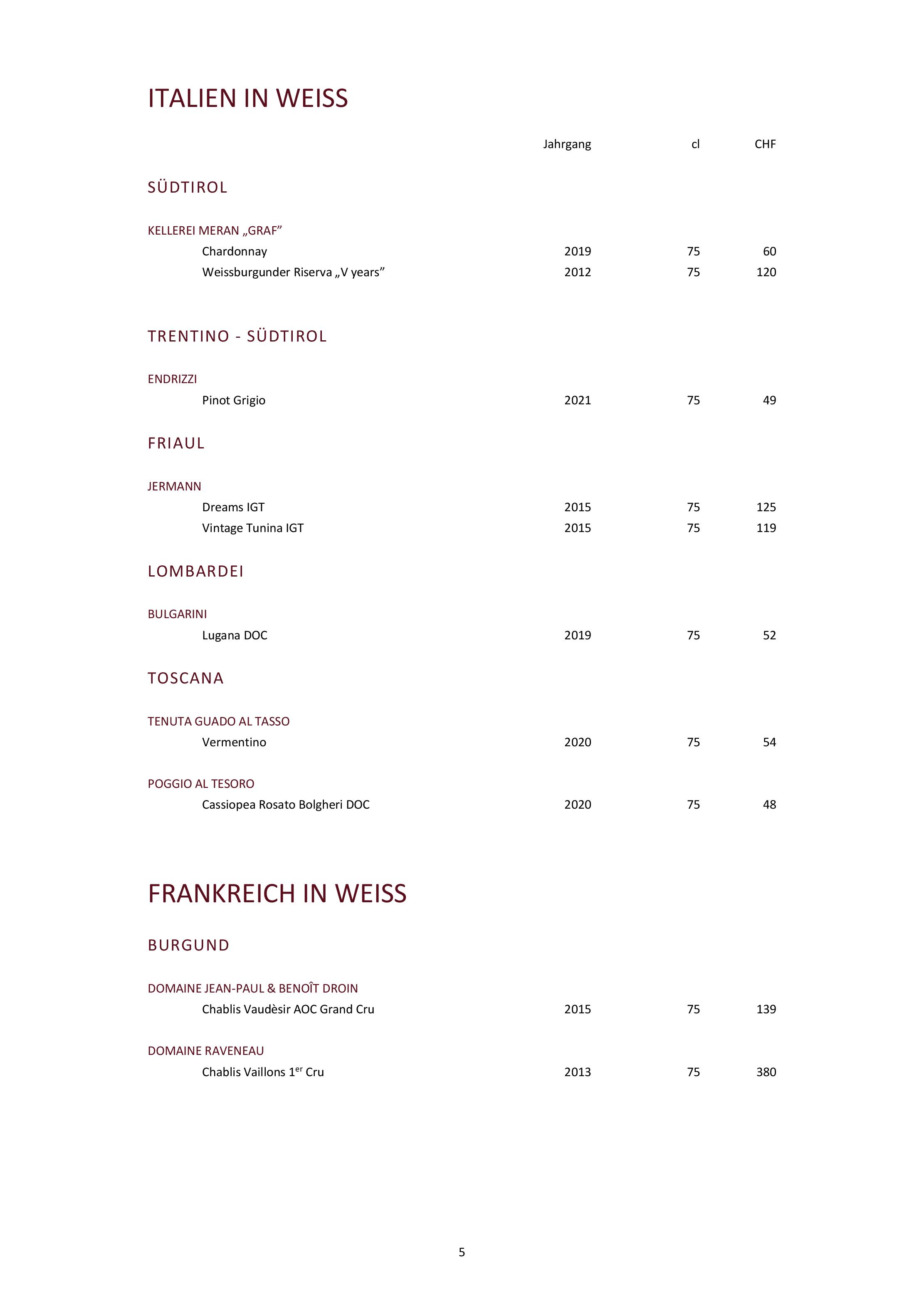 Speisekarte gladys in Bad Ragaz, Seite 26