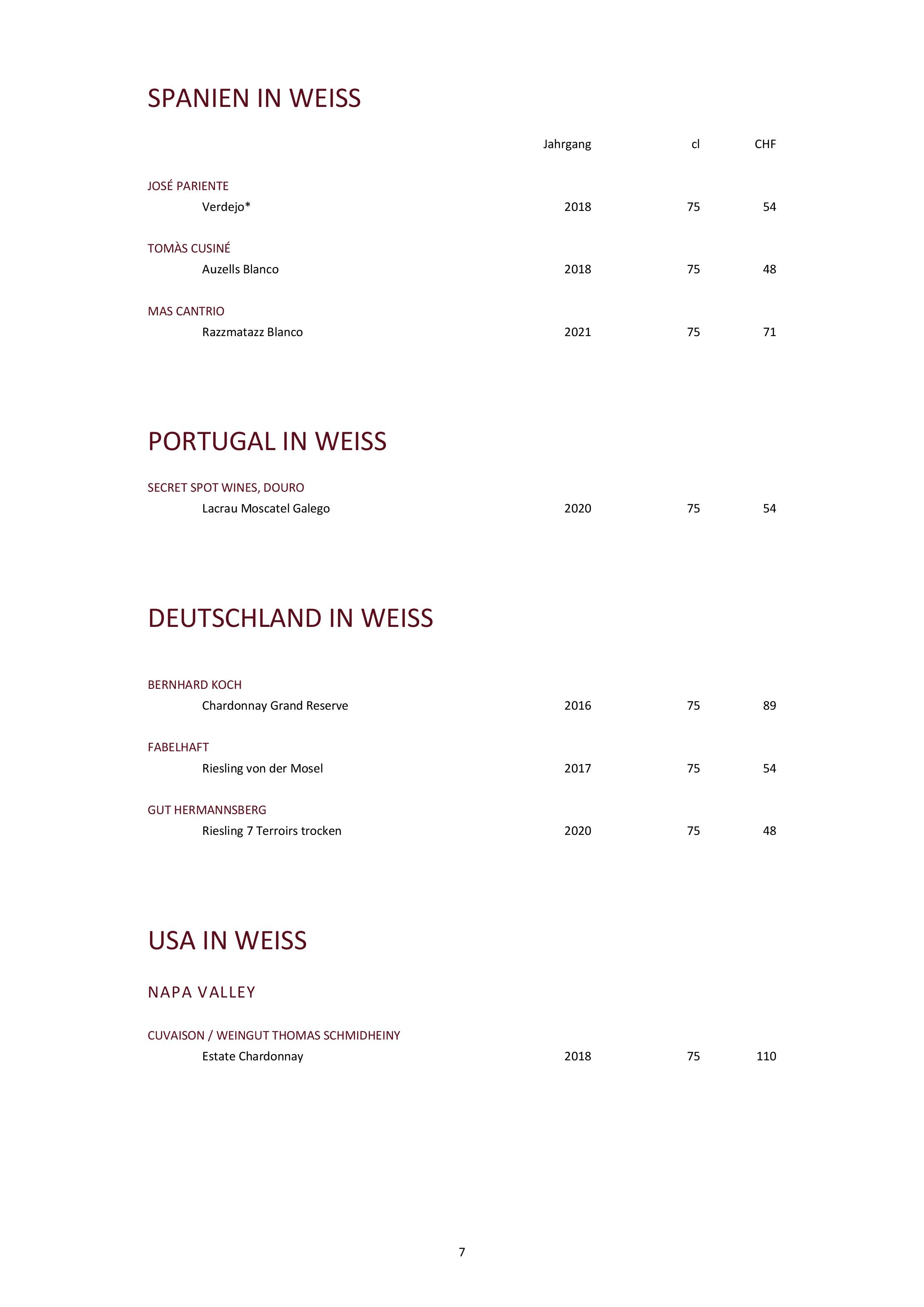 Speisekarte gladys in Bad Ragaz, Seite 28