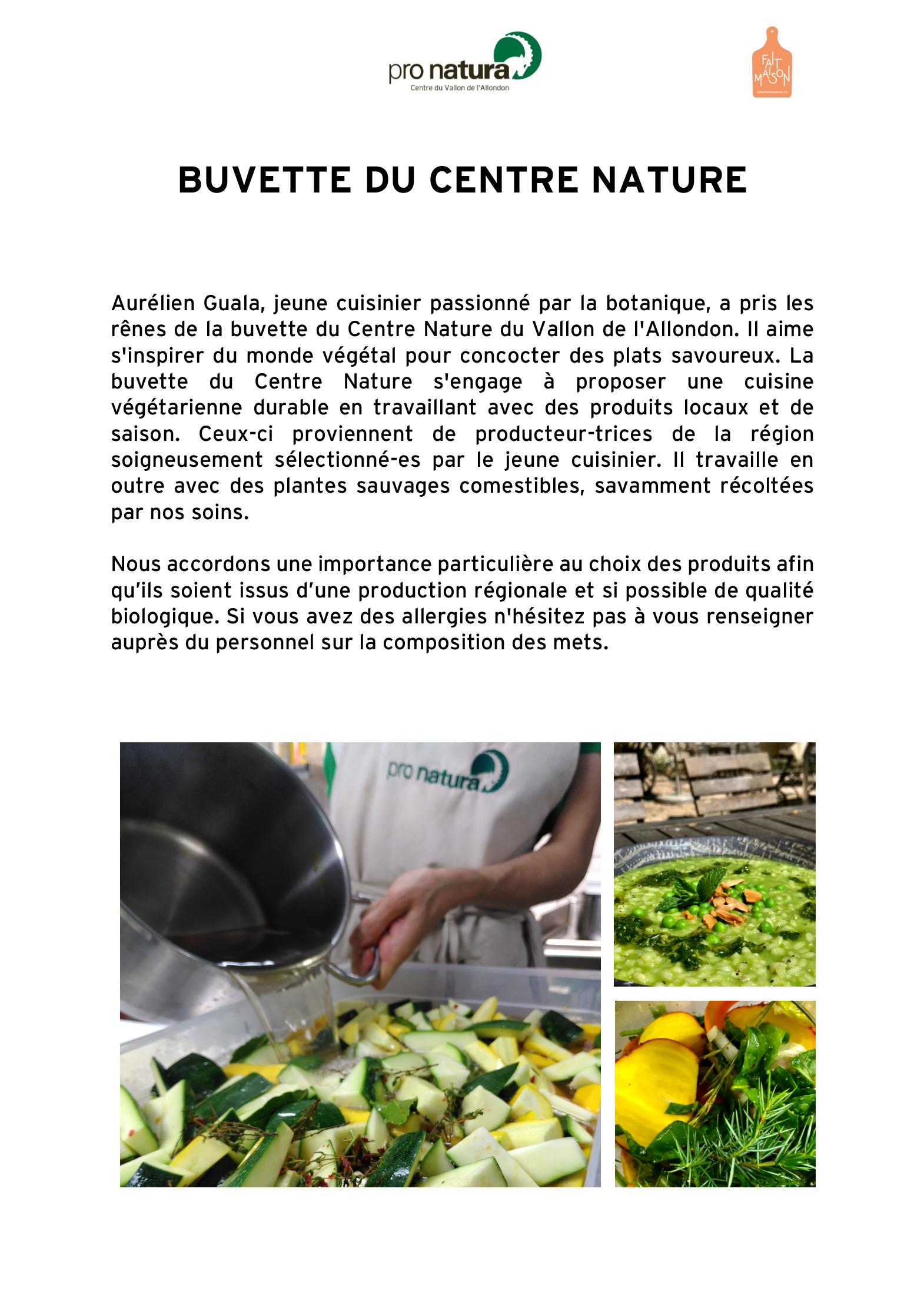Speisekarte Buvette du Centre Nature in Dardagny, Seite 1