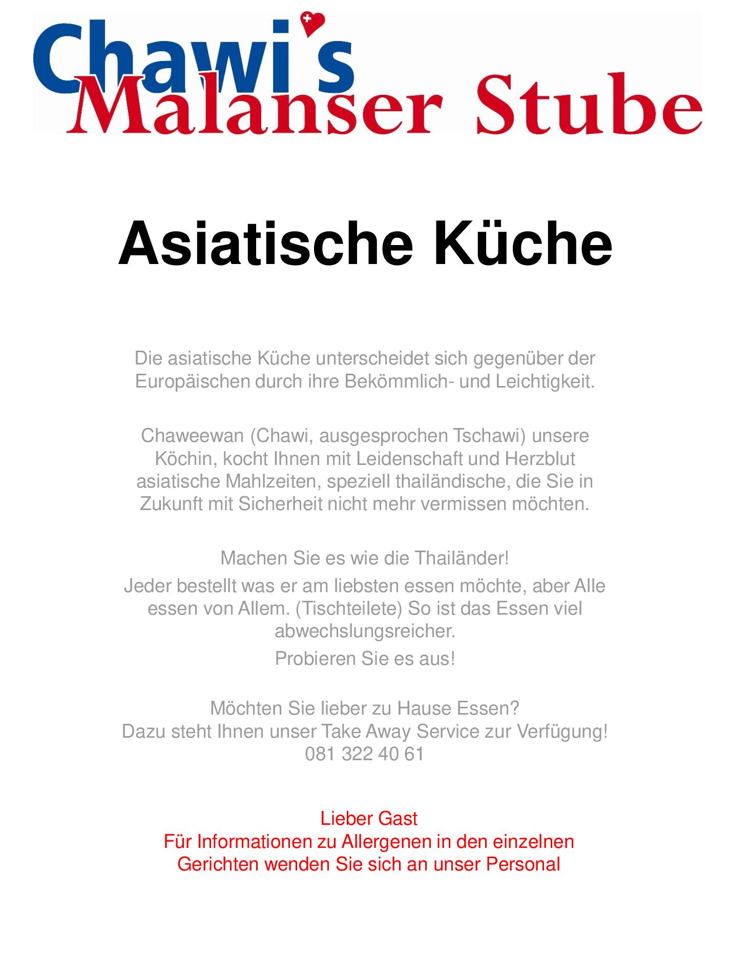 Speisekarte Chawi s Malanser Stube in Malans, Seite 14
