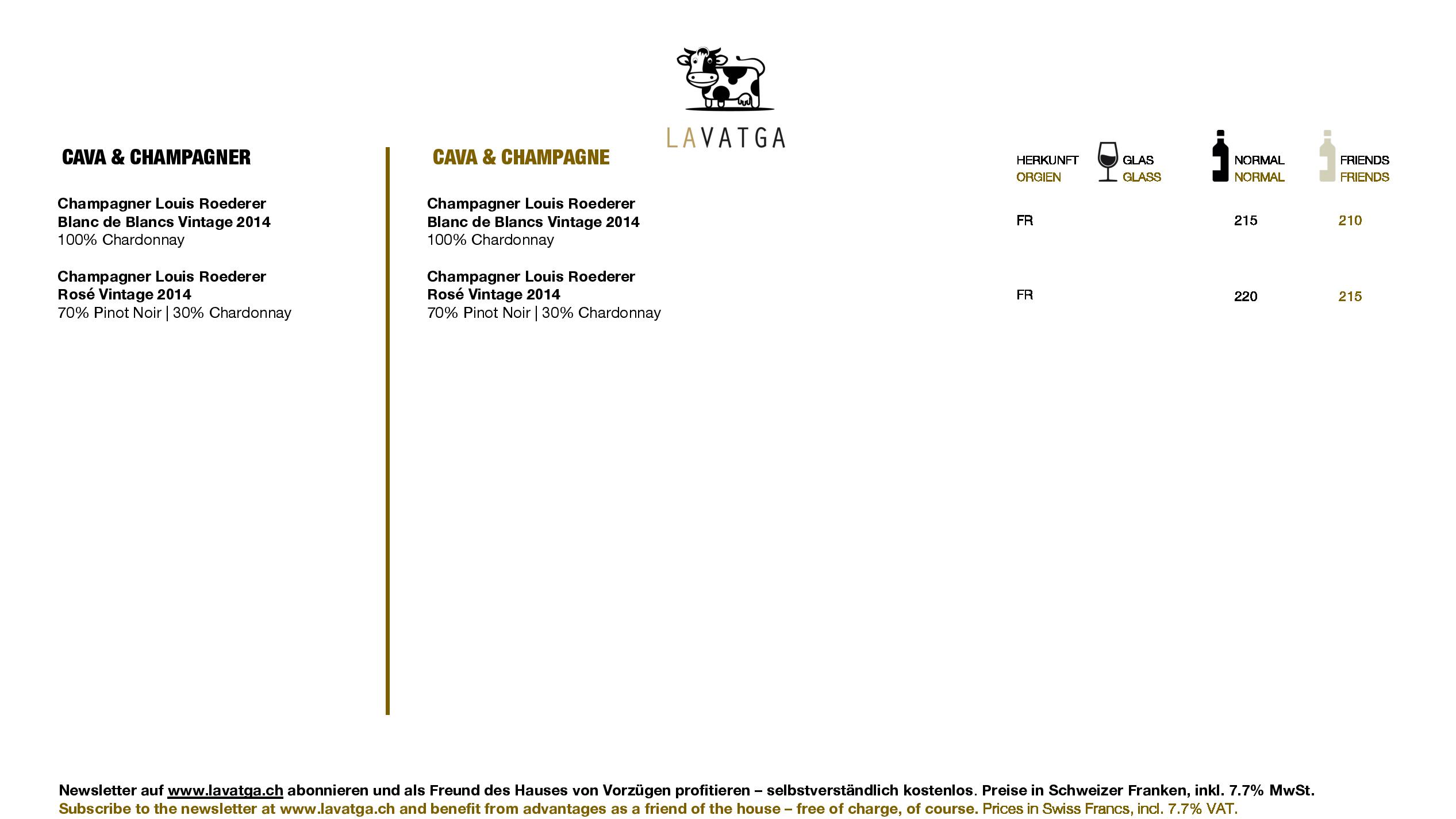 Speisekarte LA VATGA in Lenzerheide, Seite 16