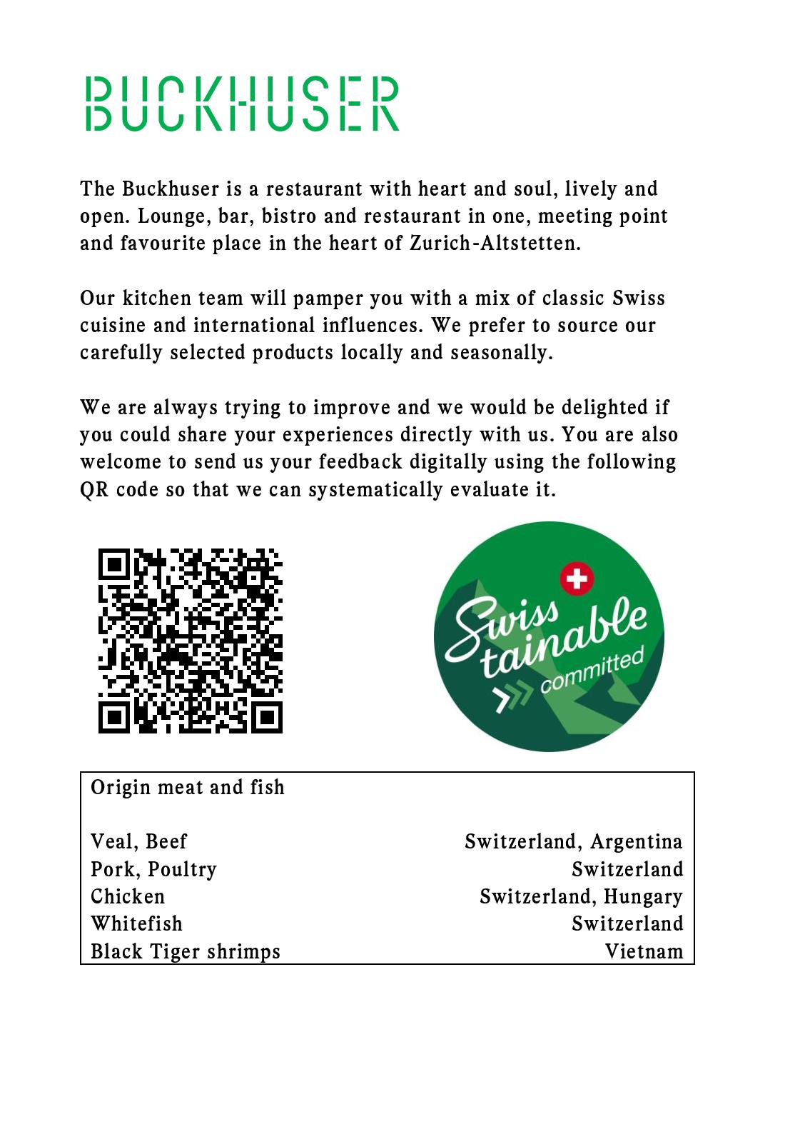 Speisekarte Buckhuser Restaurant in Zürich altstetten, Seite 10