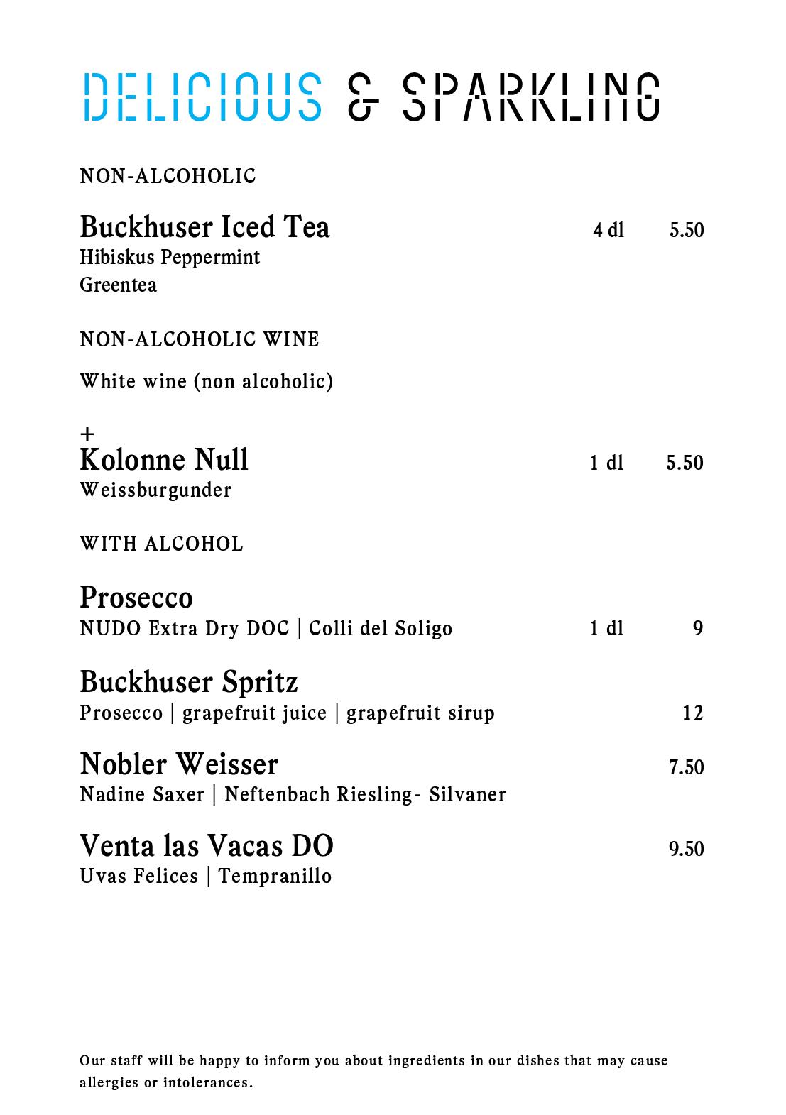 Speisekarte Buckhuser Restaurant in Zürich altstetten, Seite 9