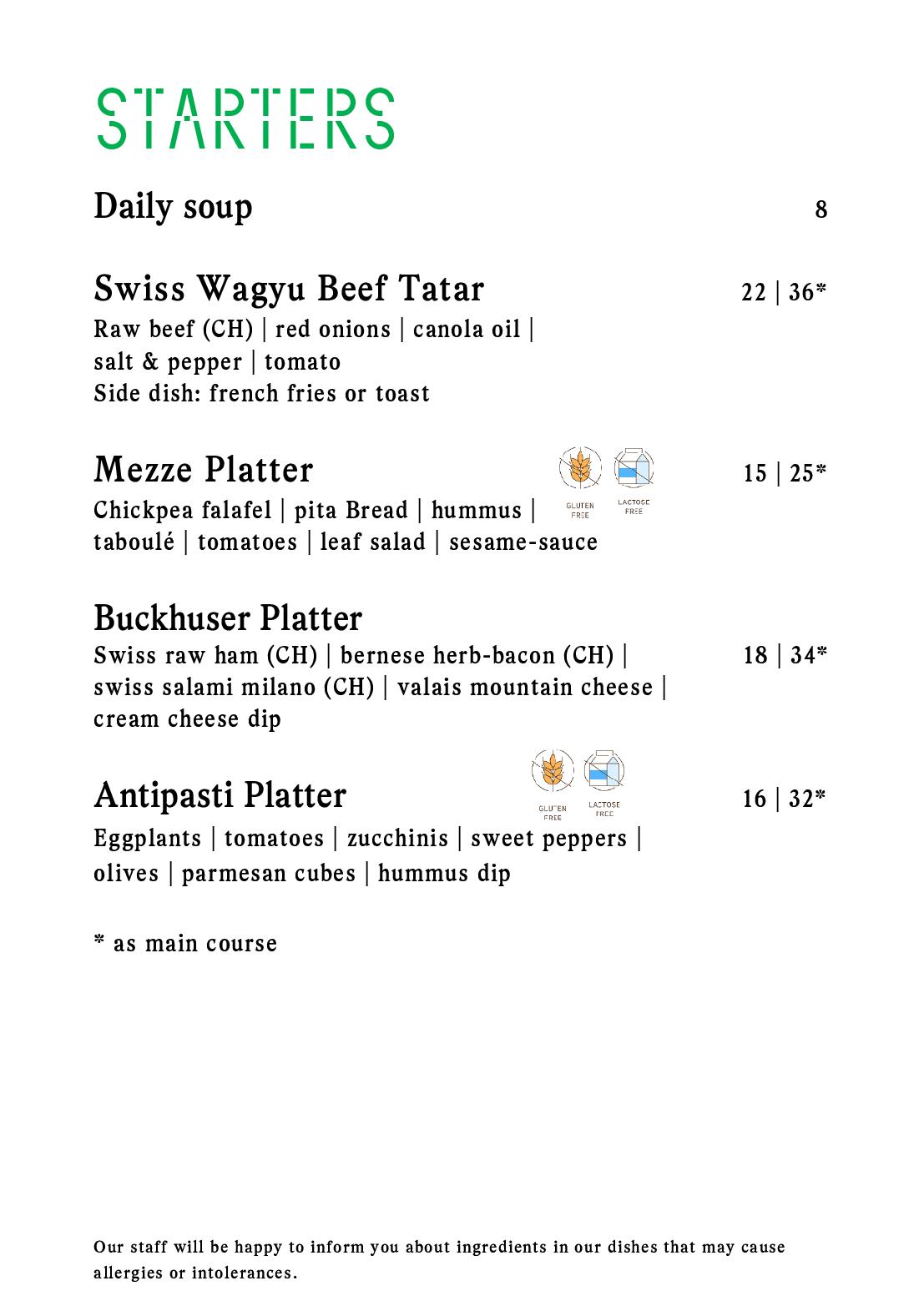Speisekarte Buckhuser Restaurant in Zürich altstetten, Seite 7