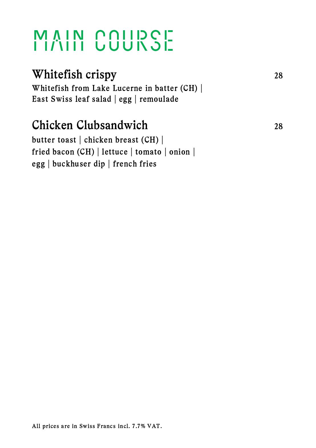 Speisekarte Buckhuser Restaurant in Zürich altstetten, Seite 4