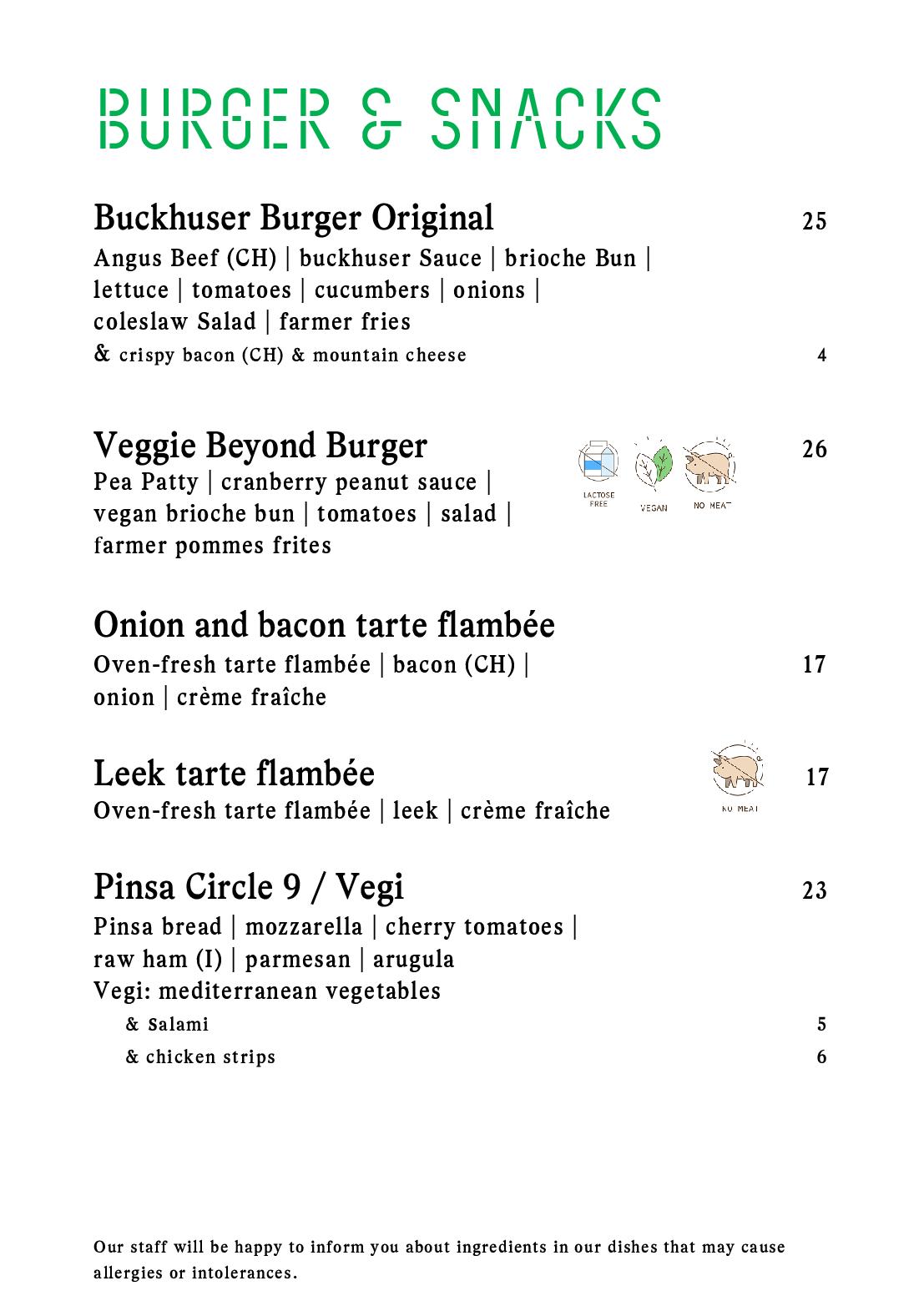 Speisekarte Buckhuser Restaurant in Zürich altstetten, Seite 3