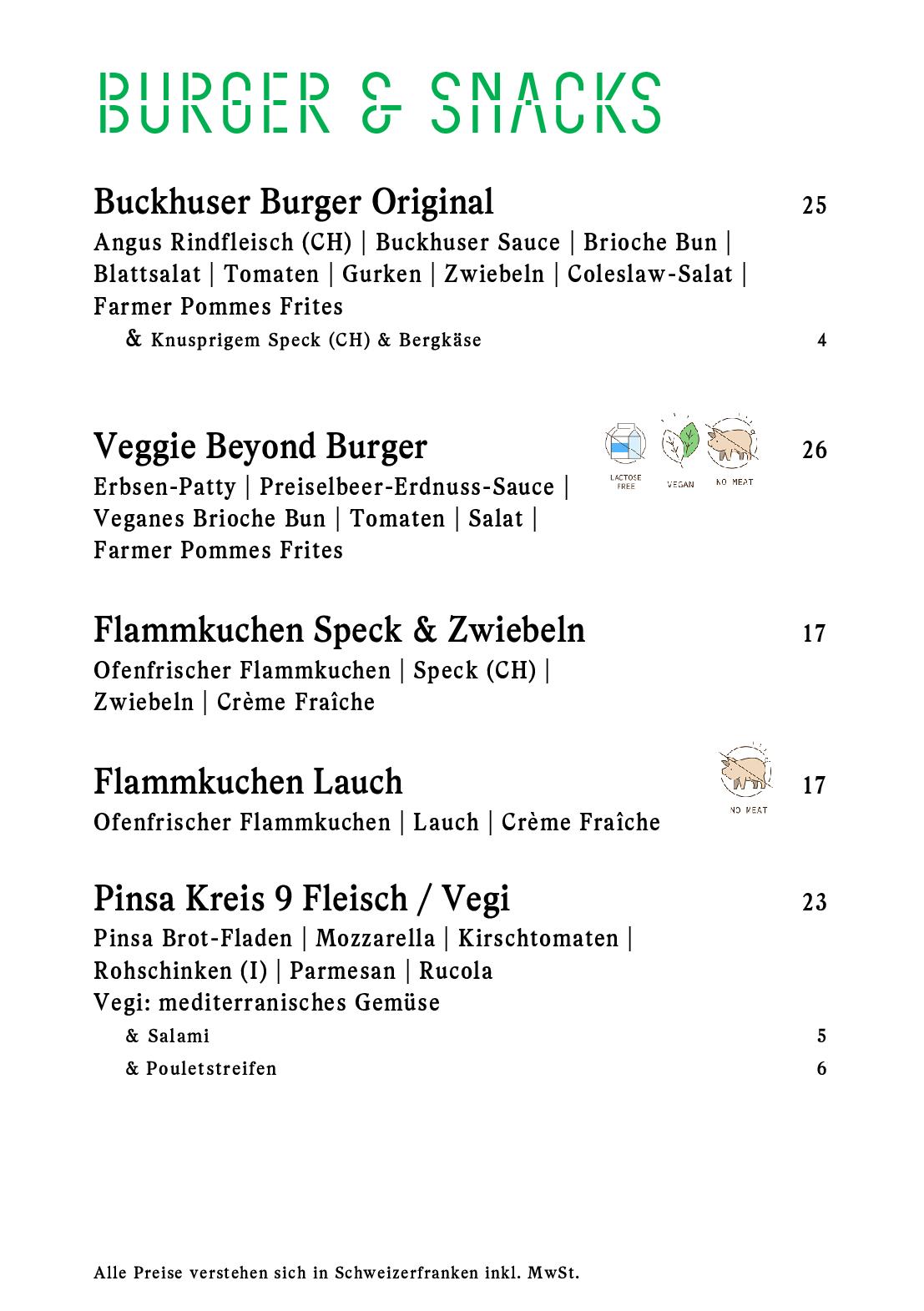 Speisekarte Buckhuser Restaurant in Zürich altstetten, Seite 13