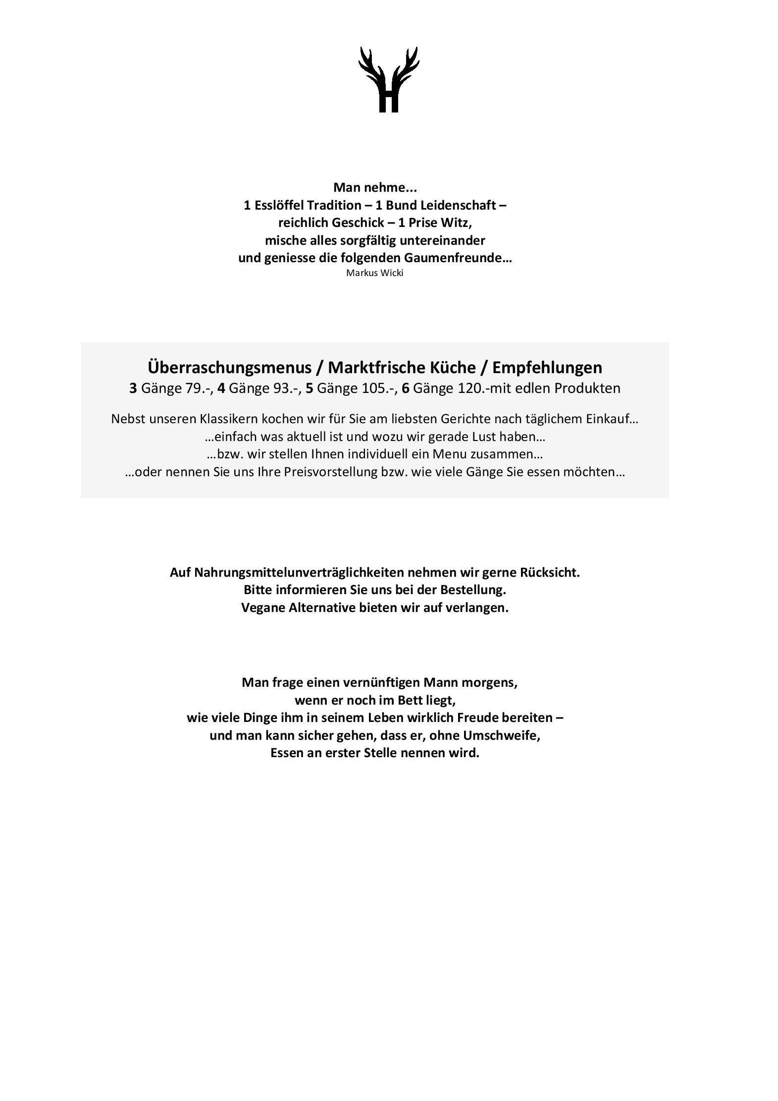 Speisekarte Hirschen Oberkirch in Oberkirch LU, Seite 2