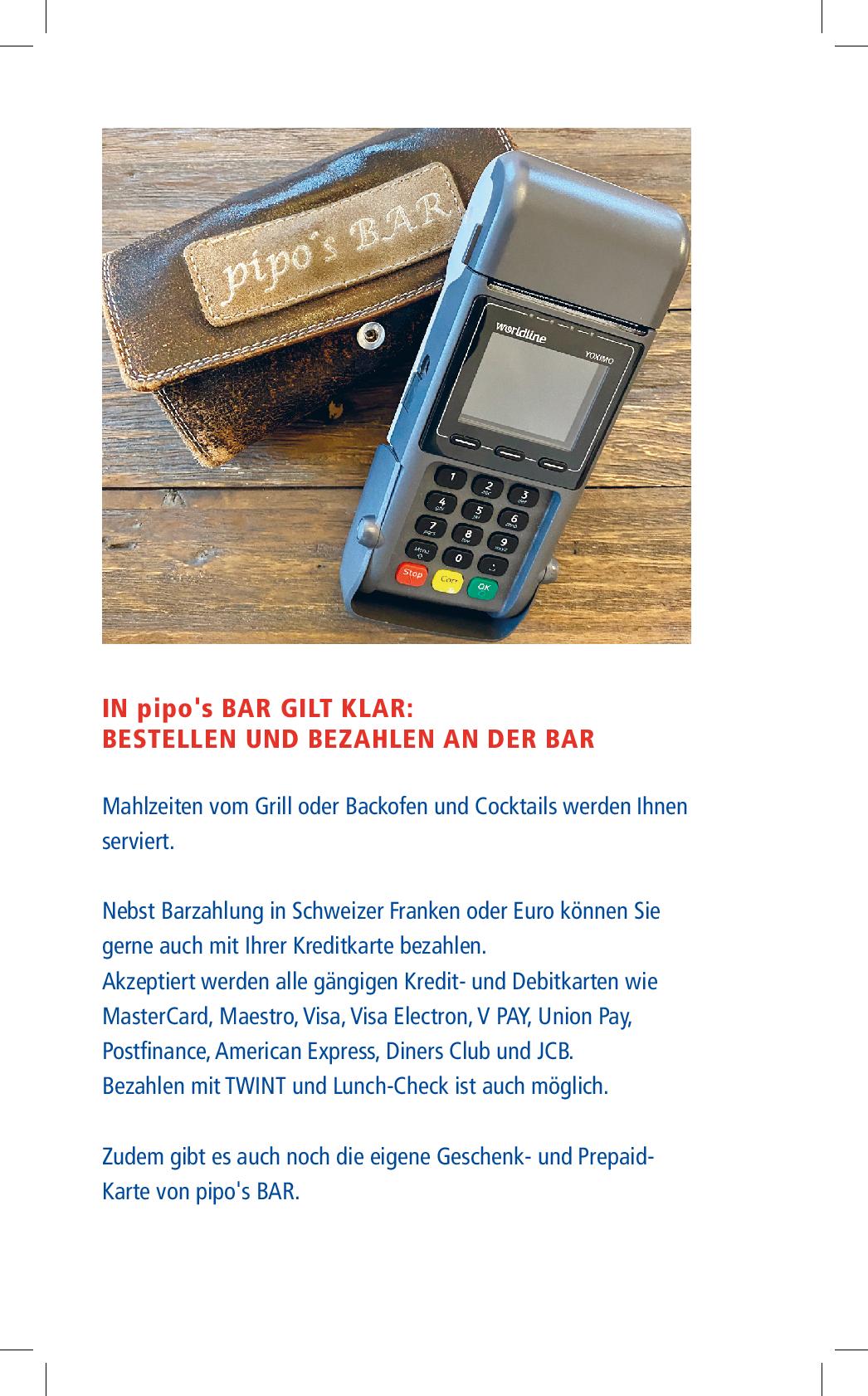 Speisekarte pipo's BAR  in Berlingen, Seite 15
