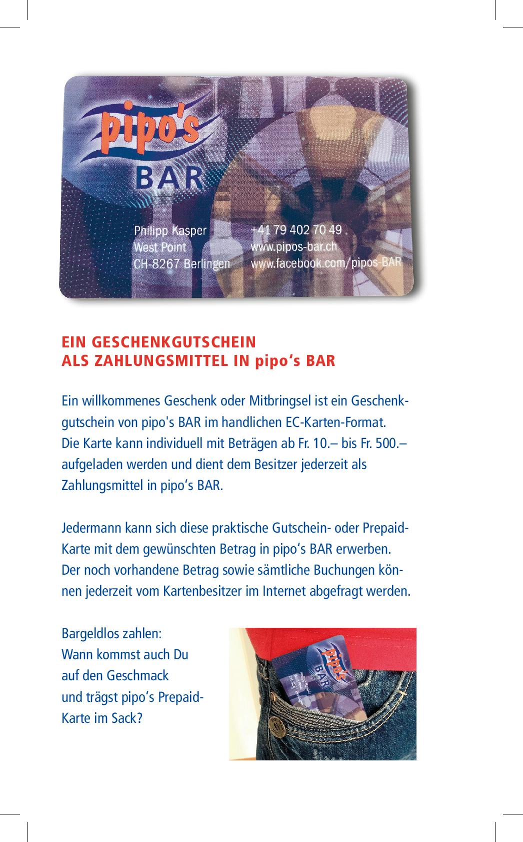 Speisekarte pipo's BAR  in Berlingen, Seite 13