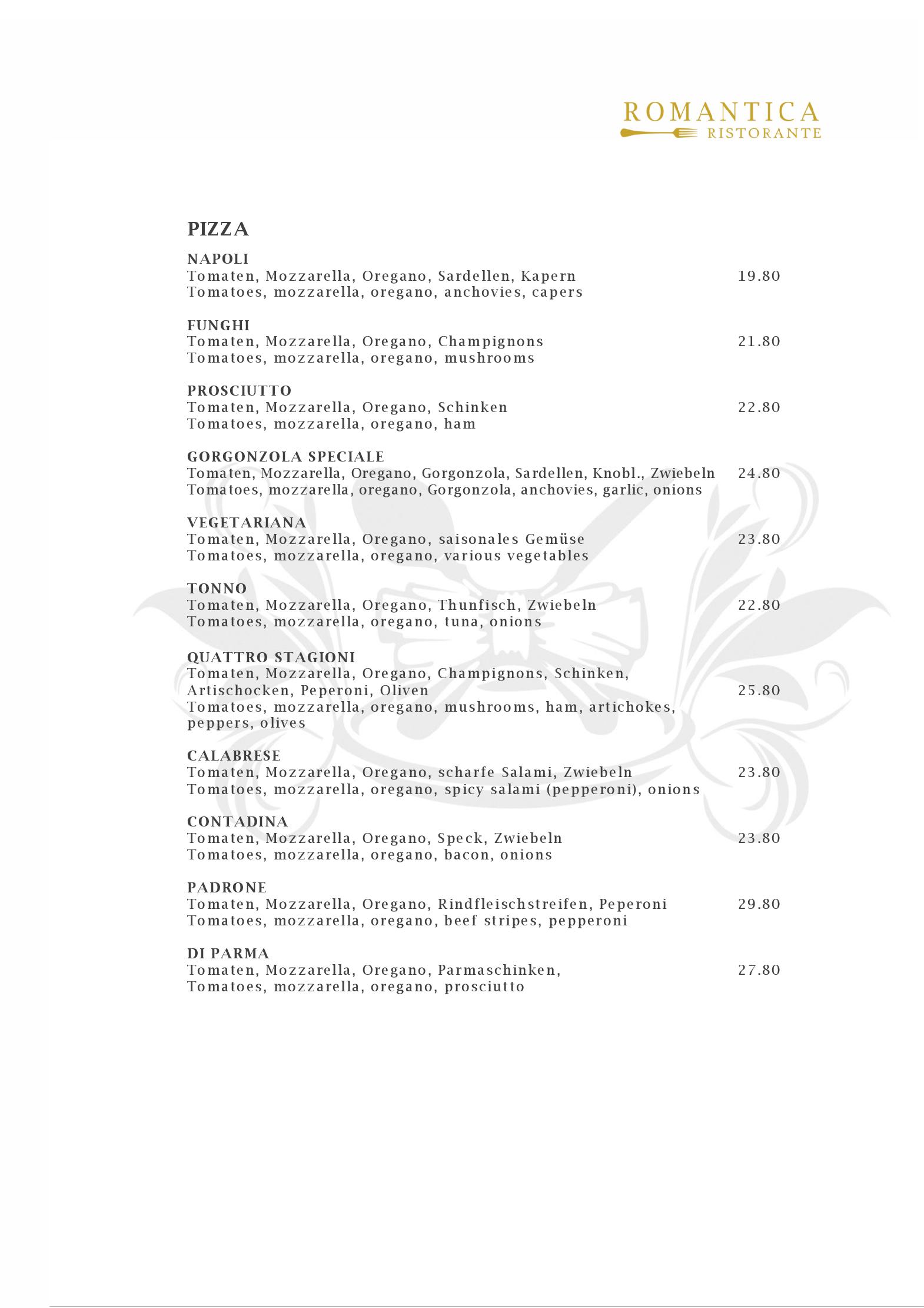 Speisekarte Ristorante Romantica in Rumlang, Seite 4