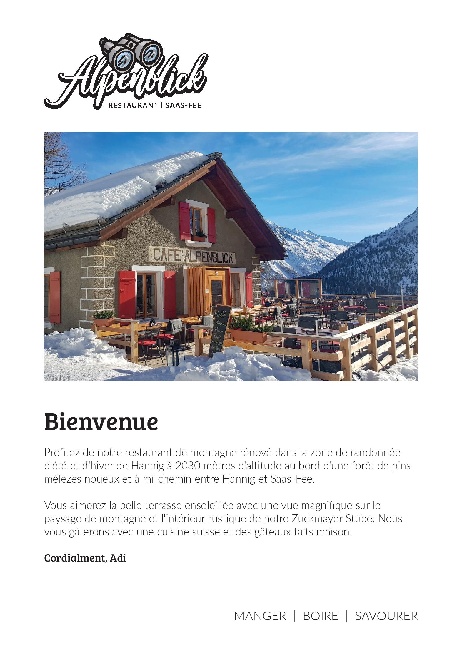 Speisekarte Restaurant Alpenblick in Saas-Fee, Seite 5